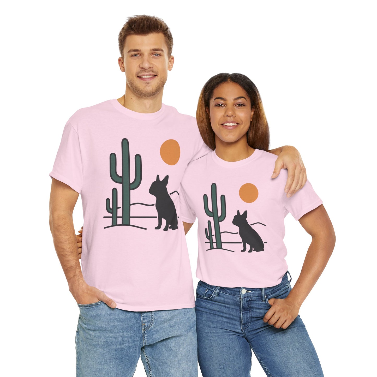 Desert Frenchie T-Shirt | Minimalist Cactus Dog Tee | French Bulldog Desert Sunset Shirt | Pet Lover Gift | Modern Graphic Dog Mom Tee