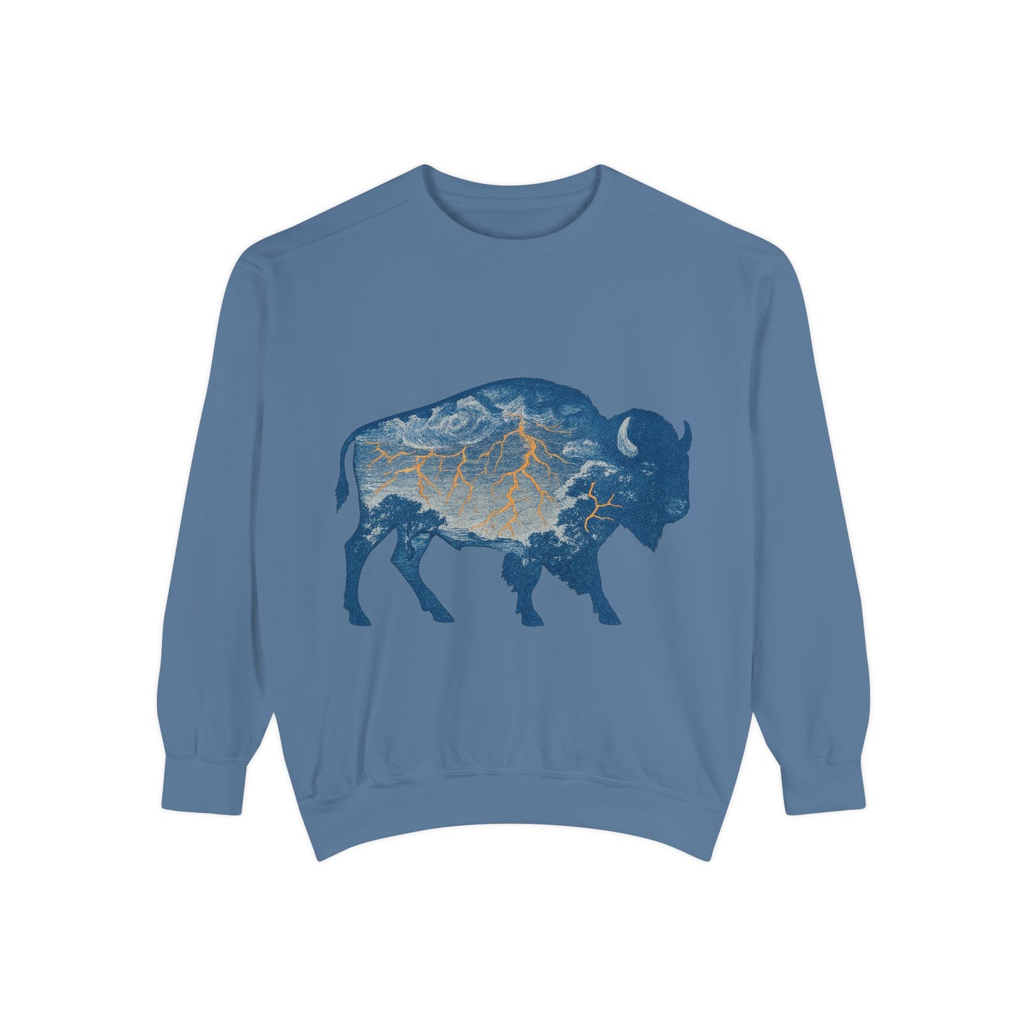 OKC Inspired Buffalo Pullover | Oklahoma Bison Lightning Sweatshirt | Retro Oklahoma Basketball Fan Sweater | Unisex