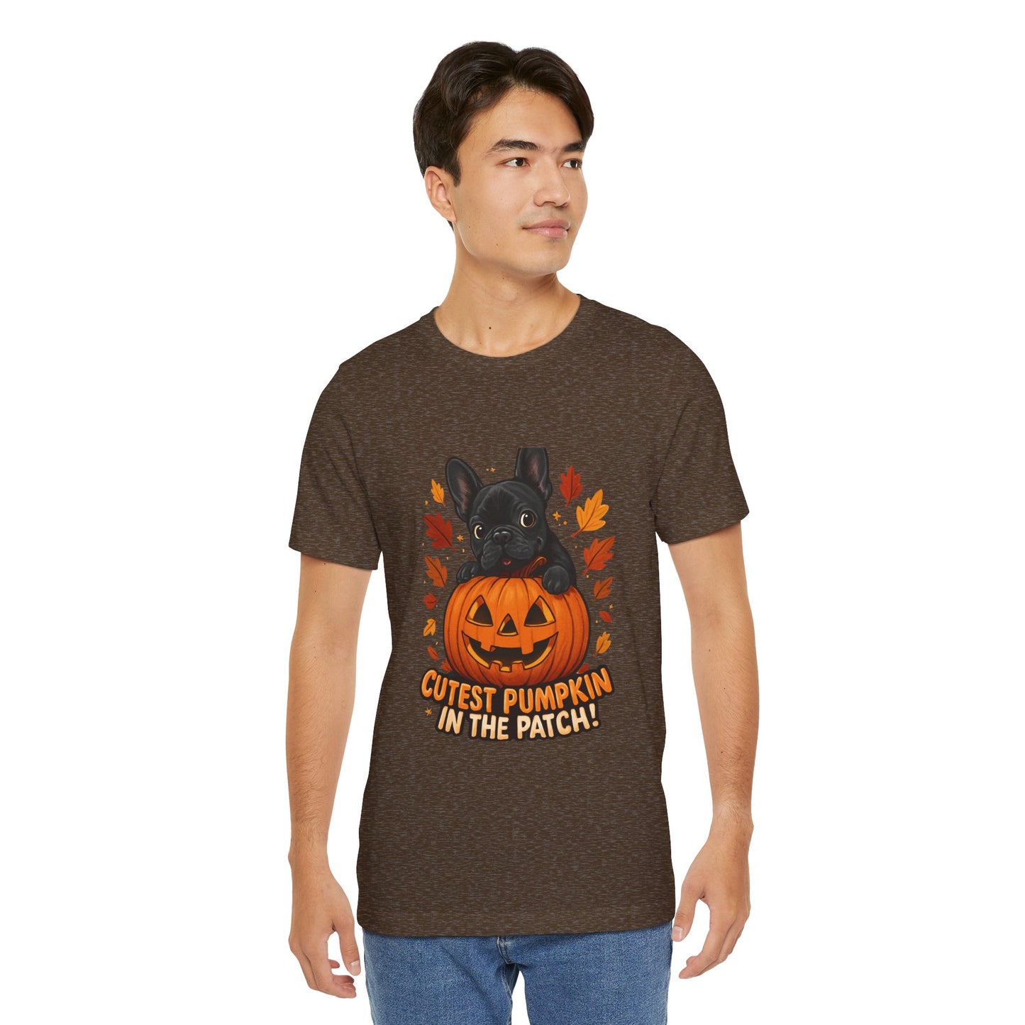 Cutest Pumpkin in the Patch Frenchie T-Shirt | Halloween Dog Lover Tee | Fall French Bulldog Shirt | Cute Pumpkin Patch Graphic Tee