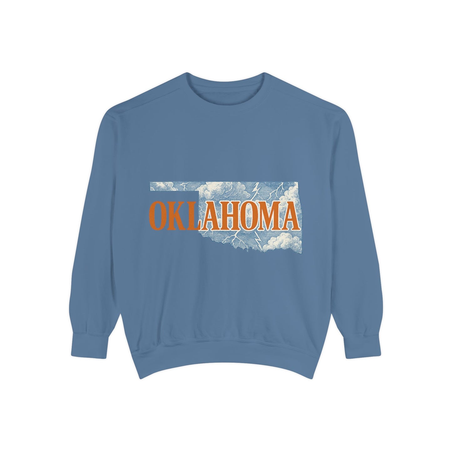 Oklahoma Toile Sweatshirt | OKC Basketball Inspired Pullover | Blue and Orange Artistic Crewneck | Retro State Pride Game Day Sweater