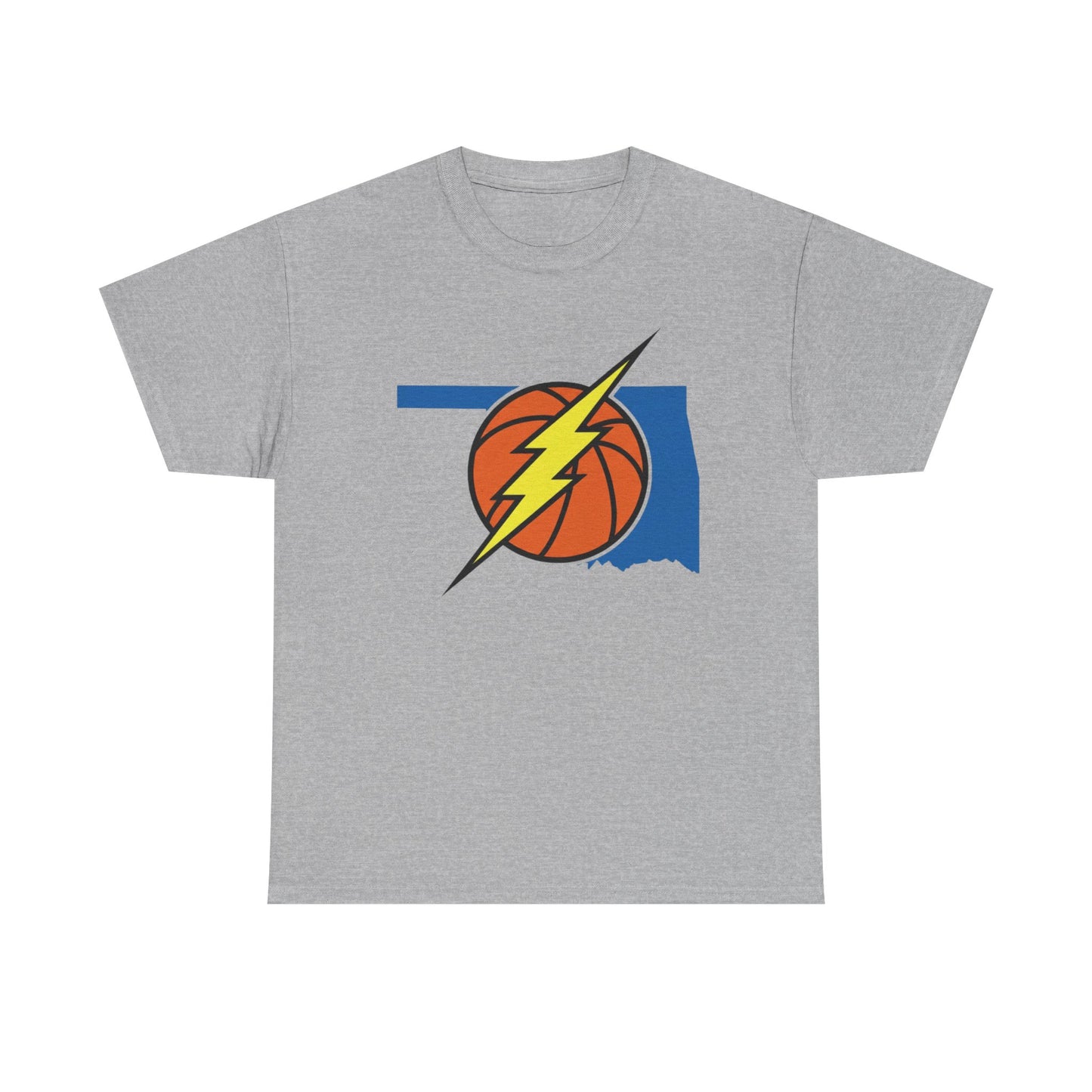 Oklahoma Lightning Basketball T-Shirt | OKC Basketball Inspired Shirt | Blue & Orange Game Day Tee | Oklahoma State Outline Graphic