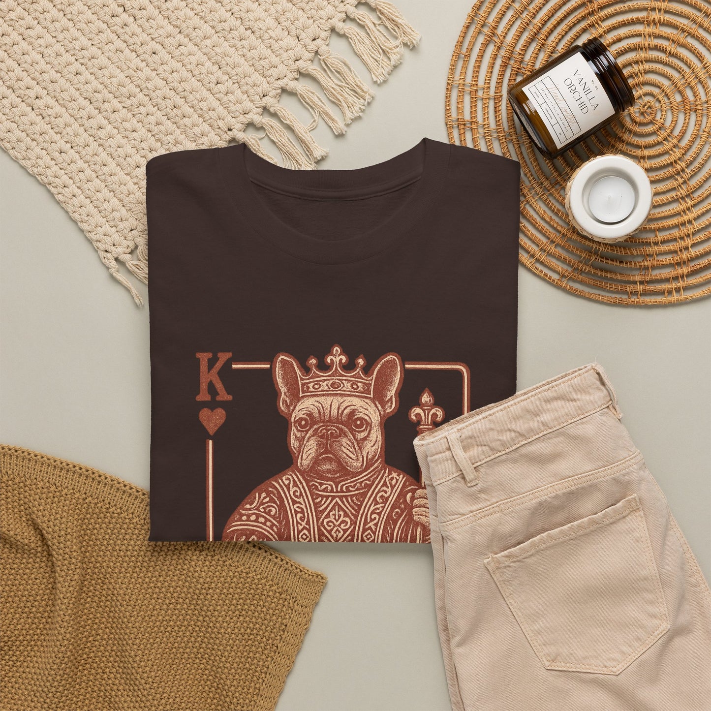 King French Bulldog Shirt, Frenchie Playing Card Tee, Royal Frenchie T-Shirt, Vintage French Bulldog Graphic Shirt, Dog Lover Gift, King of Hearts Frenchie Tee