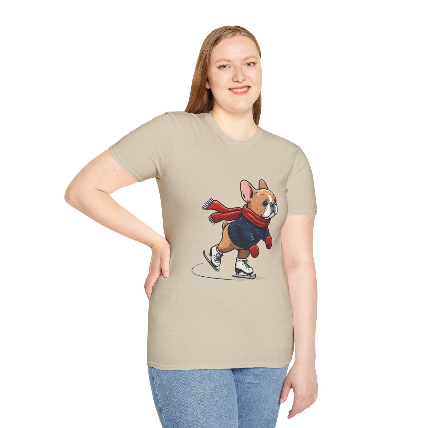 French Bulldog Ice Skating Shirt – Cute Winter Frenchie Tee, Holiday Dog Lover Gift, Skating Frenchie T-Shirt, Cozy Winter Puppy Graphic Tee