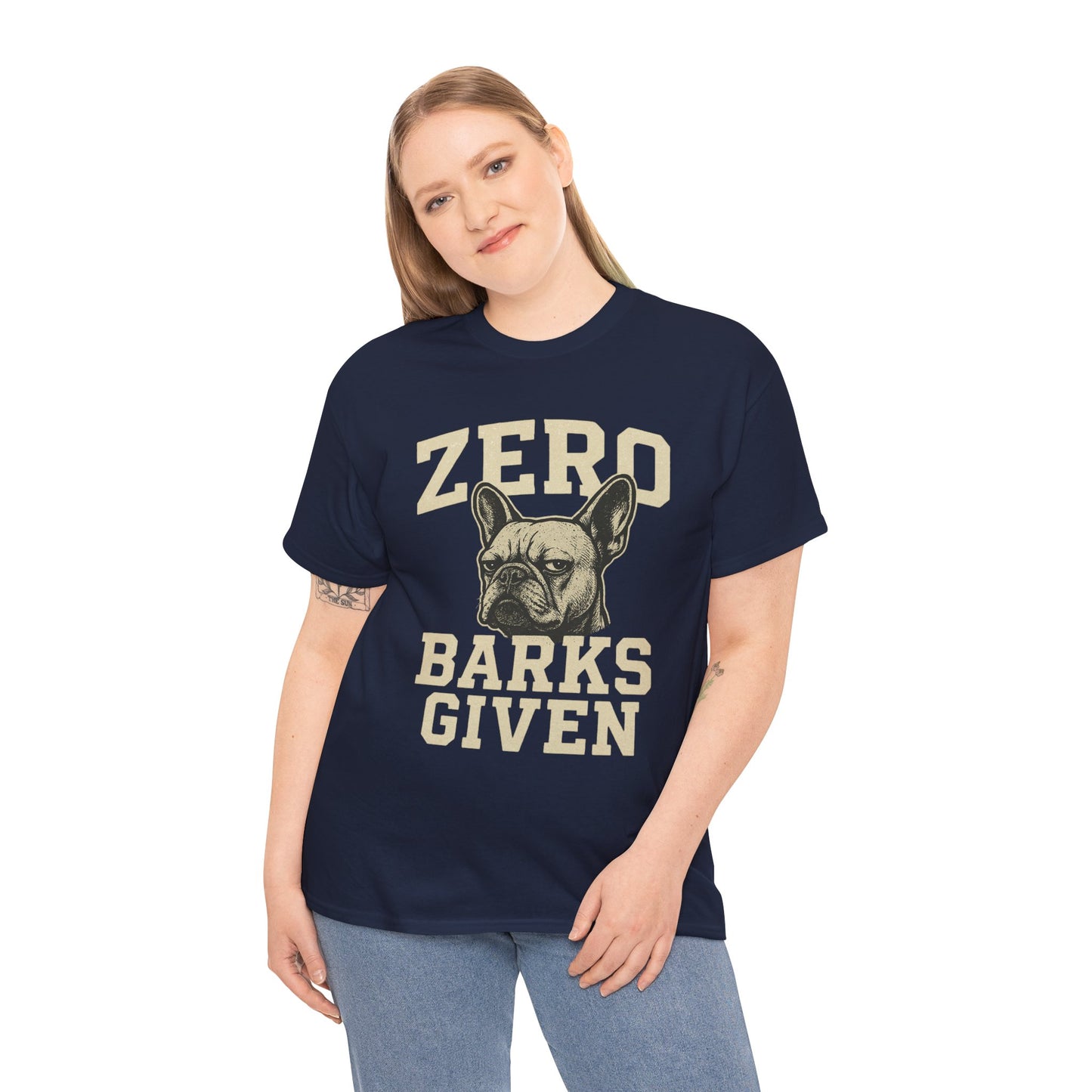 Zero Barks Given Frenchie T-Shirt – Funny French Bulldog Tee, Grumpy Dog Humor Shirt, Frenchie Lover Gift, Dog Mom Graphic Tee, Vintage Style Dog Shirt