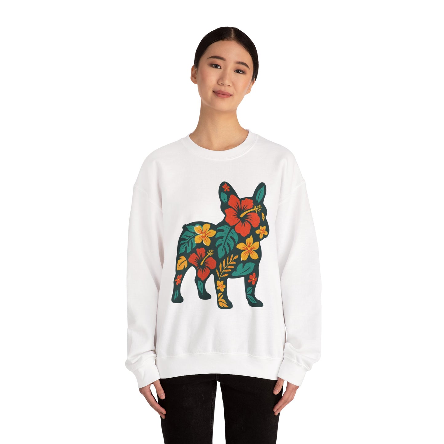 Hawaiian French Bulldog Sweatshirt | Tropical Floral Frenchie Sweater | Summer Dog Lover Gift | Cute Floral Frenchie Pullover