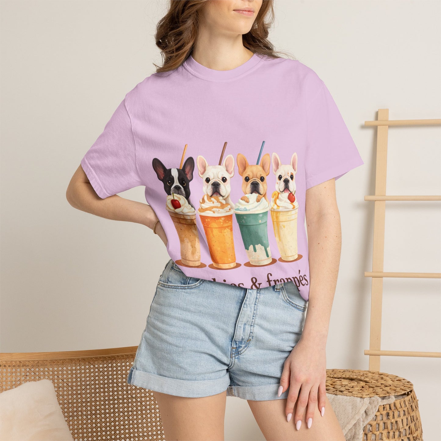 Frenchies & Frappés Shirt, French Bulldog Coffee Shirt, Cute Frenchie Café Tee, Coffee Lover Dog Shirt, Dog Mom Gift, French Bulldog Graphic Tee