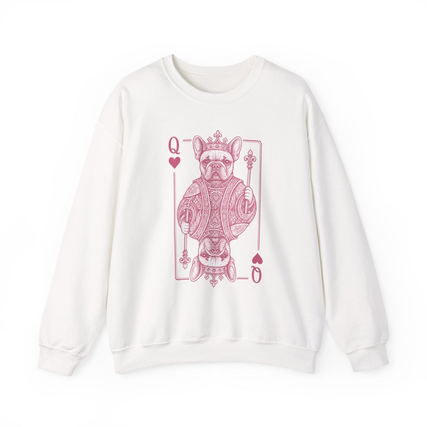 Queen of Hearts French Bulldog Sweatshirt, Frenchie Queen Playing Card Sweatshirt, Dog Mom Crewneck, Royal French Bulldog Gift, Cute Frenchie Sweatshirt