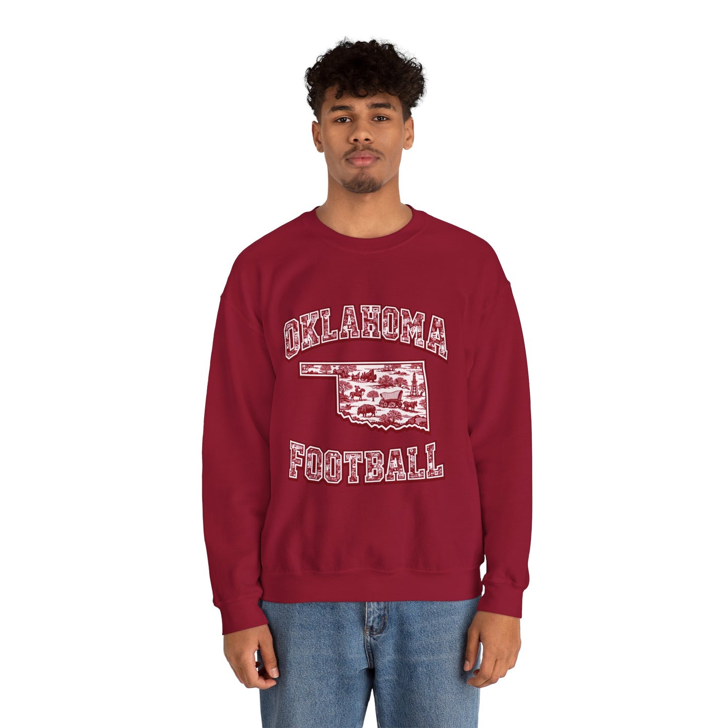 Oklahoma Football Sweatshirt, Oklahoma State Toile Crewneck, Crimson Game Day Sweatshirt, Oklahoma Fan Gift, Vintage Football Crewneck, sooner