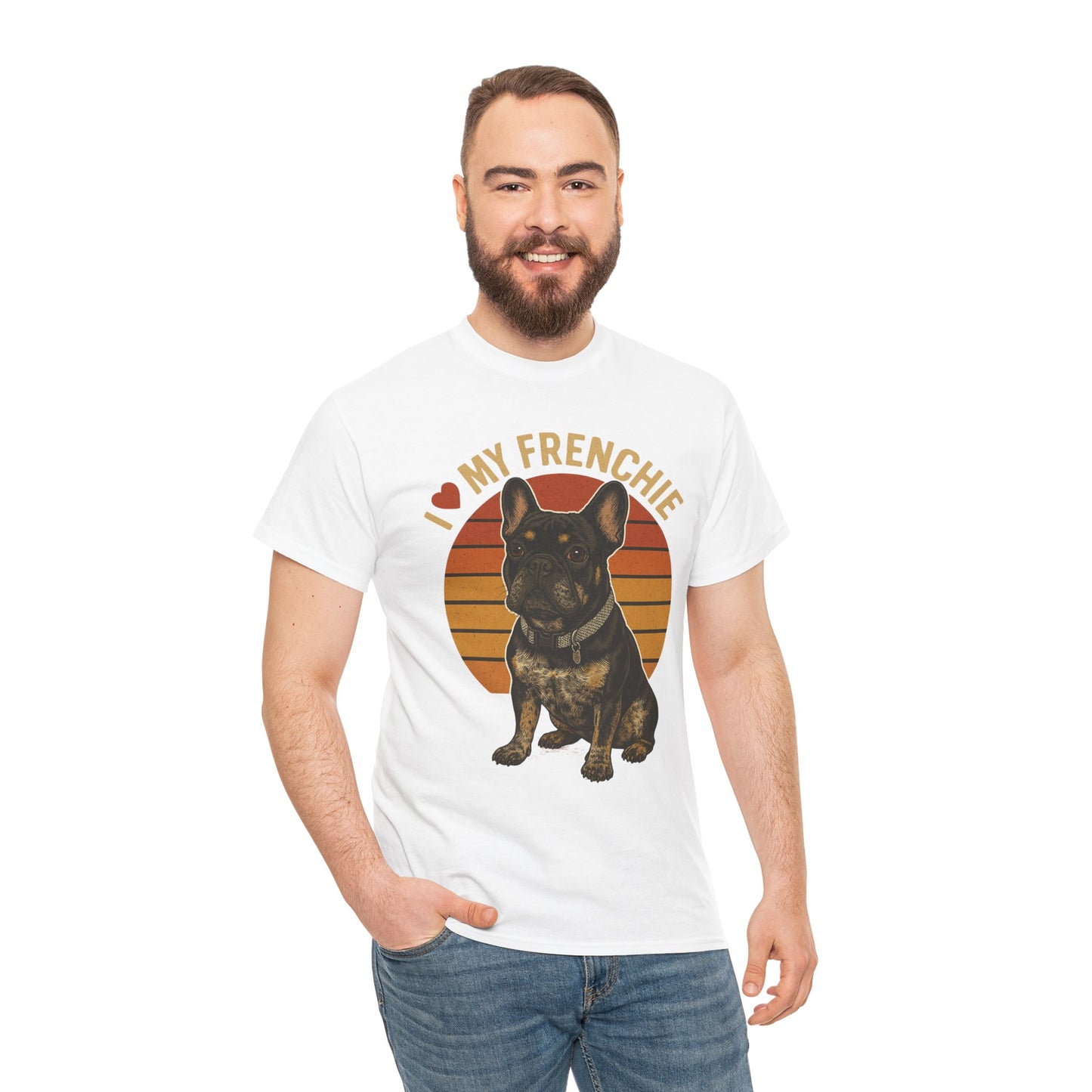 I Love My Frenchie T-Shirt | Retro French Bulldog Tee | Black & Tan Frenchie Gift | Vintage Dog Lover Shirt for Frenchie Moms & Dads