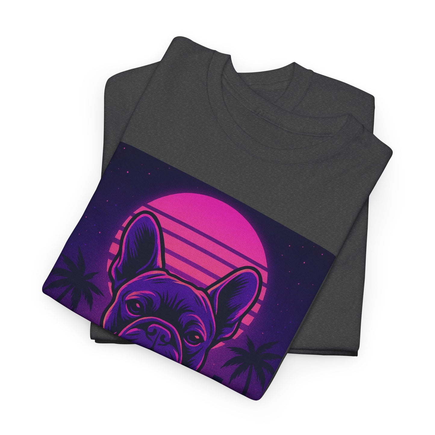Vaporwave French Bulldog T-Shirt | Retro Neon Dog Tee | 80s Aesthetic Frenchie Shirt | Synthwave Graphic Tee | Cool Gift for Pet Lovers