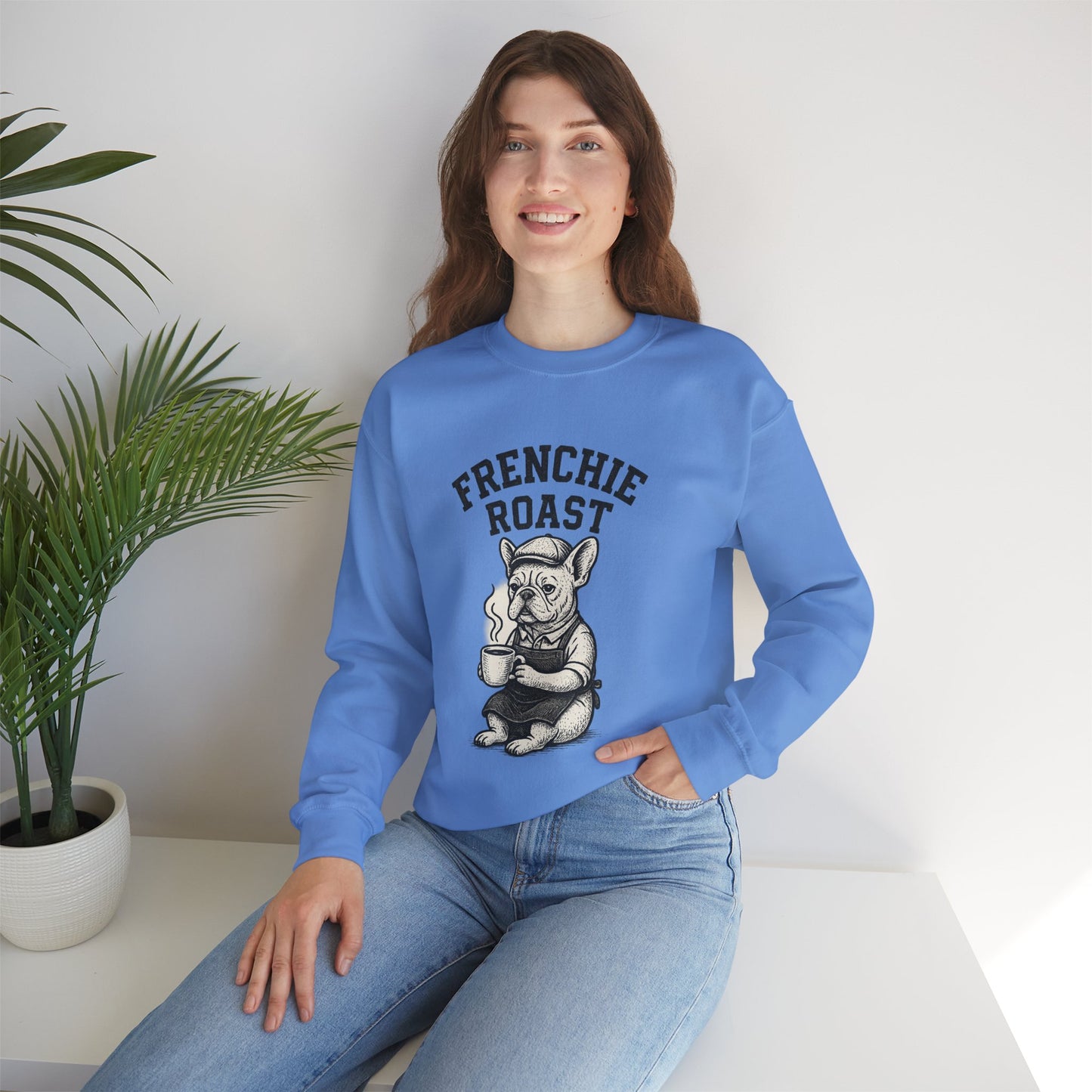Frenchie Roast Sweatshirt • French Bulldog Coffee Lover Sweater • Cute Barista Dog Pullover • Frenchie Mom Gift • Cozy Dog Lover Crewneck