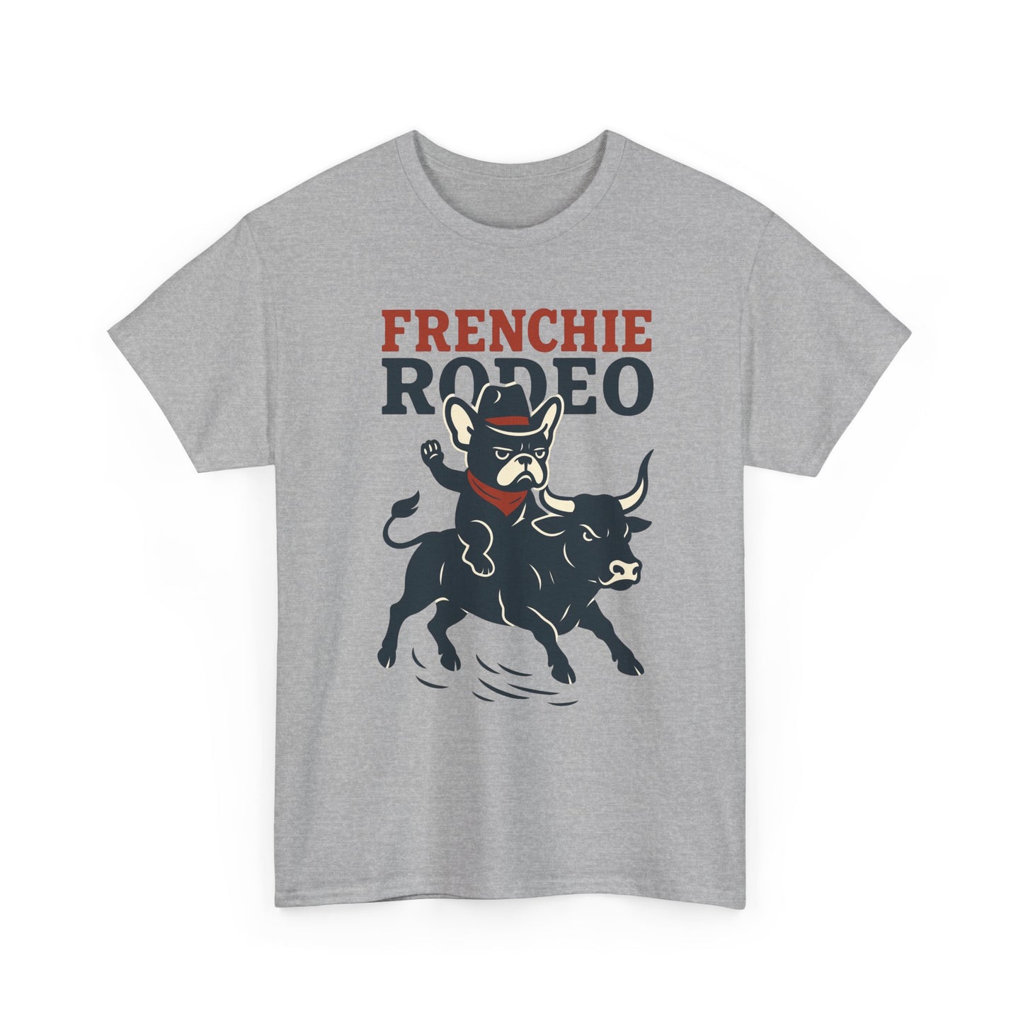 Frenchie Rodeo T-Shirt | Cowboy French Bulldog Graphic Tee | Funny Western Dog Lover Shirt | Frenchie Bull Rider Gift | Rodeo Style Tee