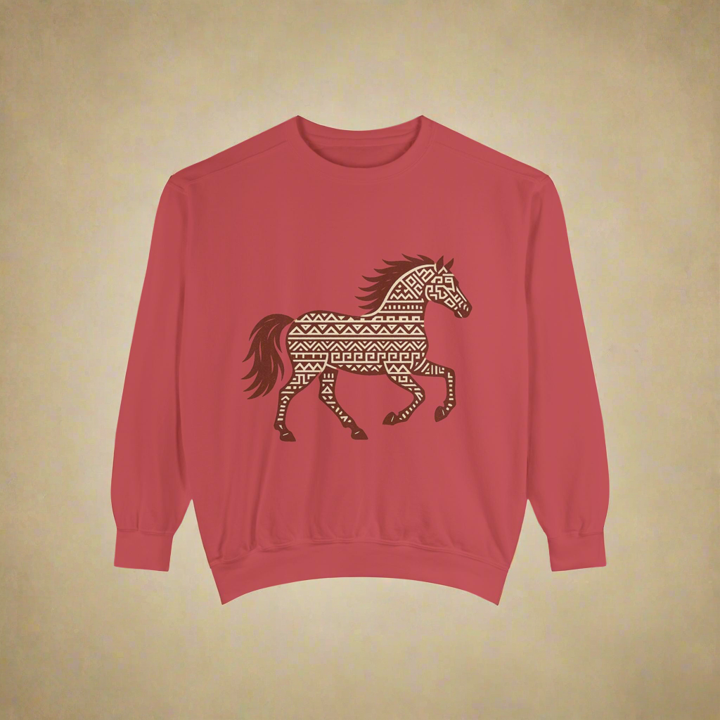 Oklahoma Football Sweatshirt | Aztec Horse Inspired Pullover | Western Game Day Crewneck | Rustic Oklahoma Pride Sweater
