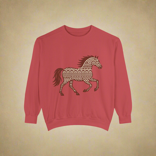 Oklahoma Football Sweatshirt | Aztec Horse Inspired Pullover | Western Game Day Crewneck | Rustic Oklahoma Pride Sweater