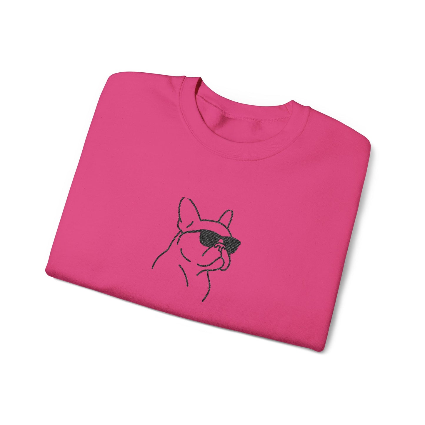 Frenchie in Shades Sweatshirt | Hot Pink French Bulldog Crewneck | Minimal Line Art Dog Lover Gift | Cute Cozy Frenchie Pullover