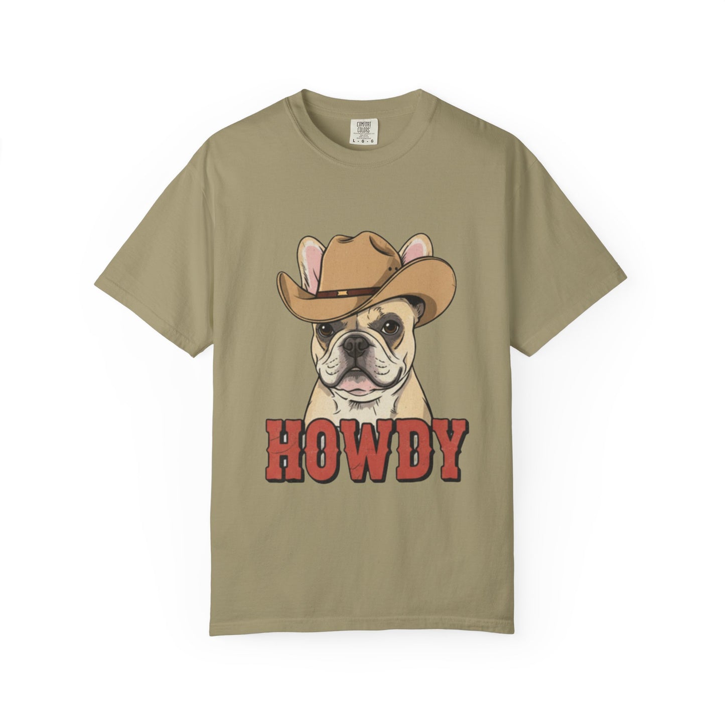 Howdy French Bulldog Cowboy T-Shirt | Western Frenchie Graphic Tee | Cute Dog Lover Country Shirt | Funny Gift for Him or Her