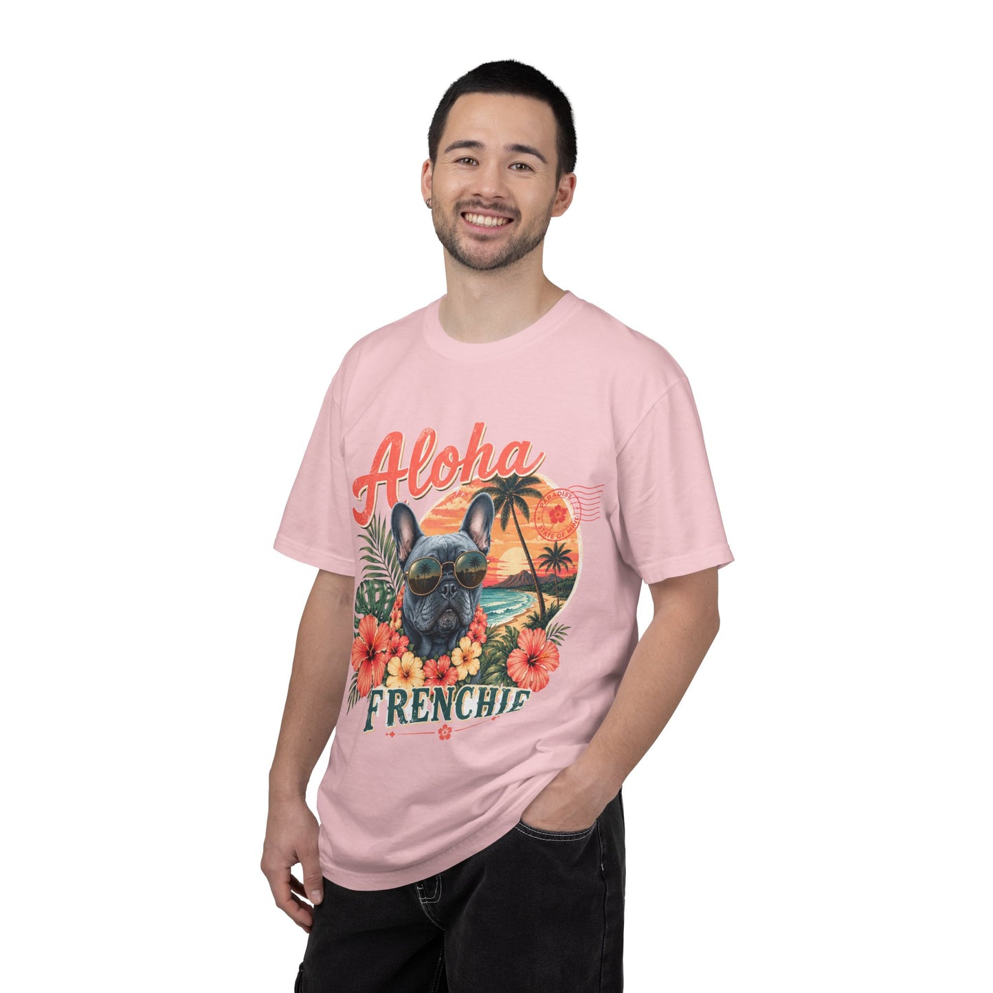Aloha Frenchie T-Shirt — Hawaiian Sunset French Bulldog Tee