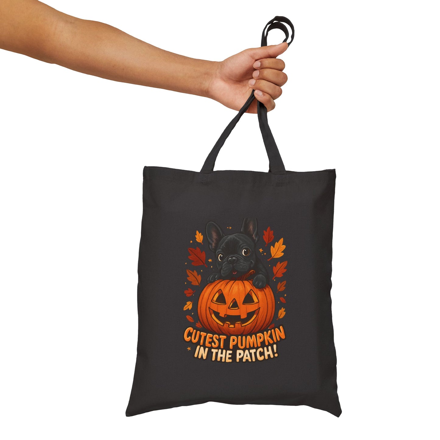 Cutest Pumpkin in the Patch Tote Bag | Frenchie Fall Bag | Halloween Dog Lover Gift | Cute Pumpkin Patch French Bulldog Canvas Tote