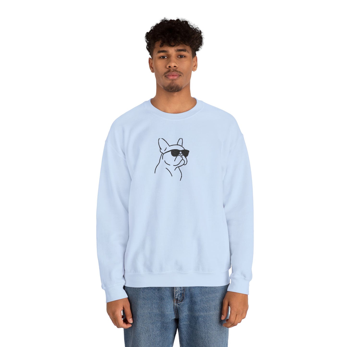 Frenchie in Shades Sweatshirt | Hot Pink French Bulldog Crewneck | Minimal Line Art Dog Lover Gift | Cute Cozy Frenchie Pullover