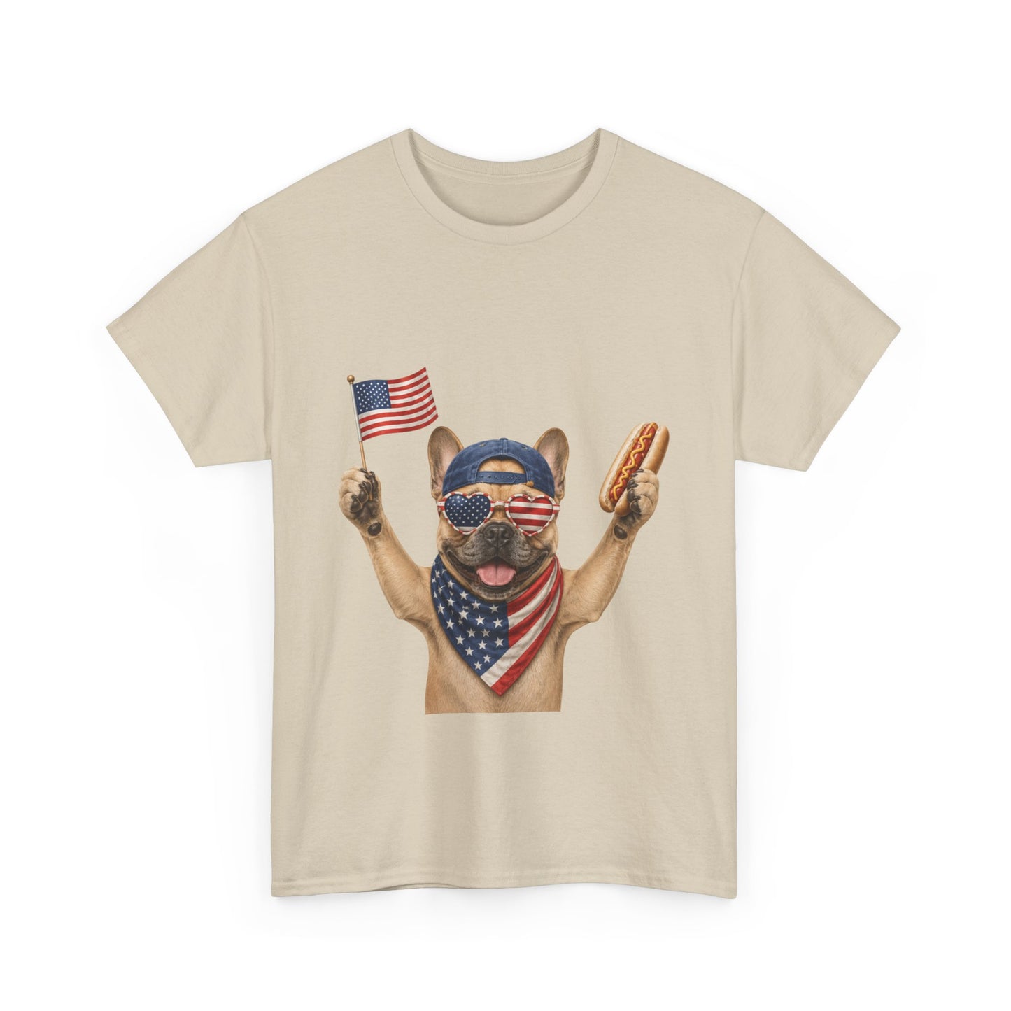 Patriotic French Bulldog Shirt, Funny Frenchie 4th of July Tee, American Flag Dog Shirt, Hot Dog French Bulldog Gift, USA Dog Lover Shirt