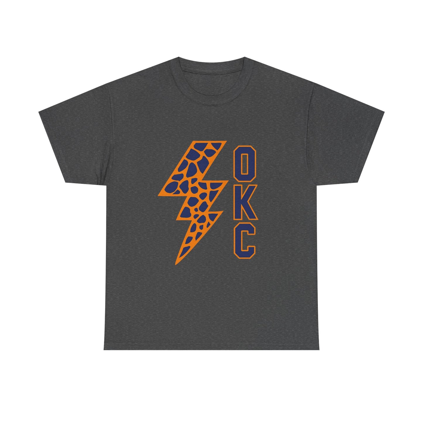 OKC Leopard Lightning Bolt T-Shirt | Oklahoma City Basketball | Blue & Orange Game Day Tee
