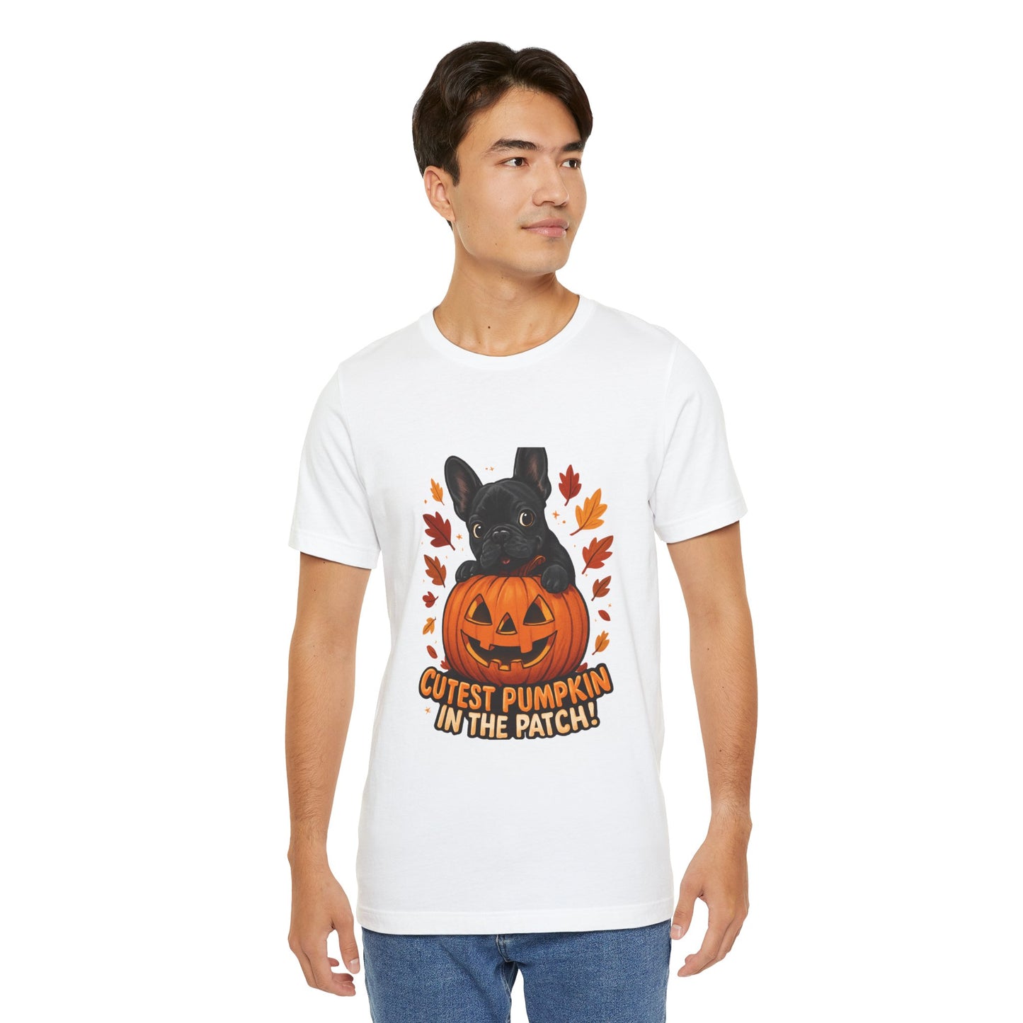 Cutest Pumpkin in the Patch Frenchie T-Shirt | Halloween Dog Lover Tee | Fall French Bulldog Shirt | Cute Pumpkin Patch Graphic Tee
