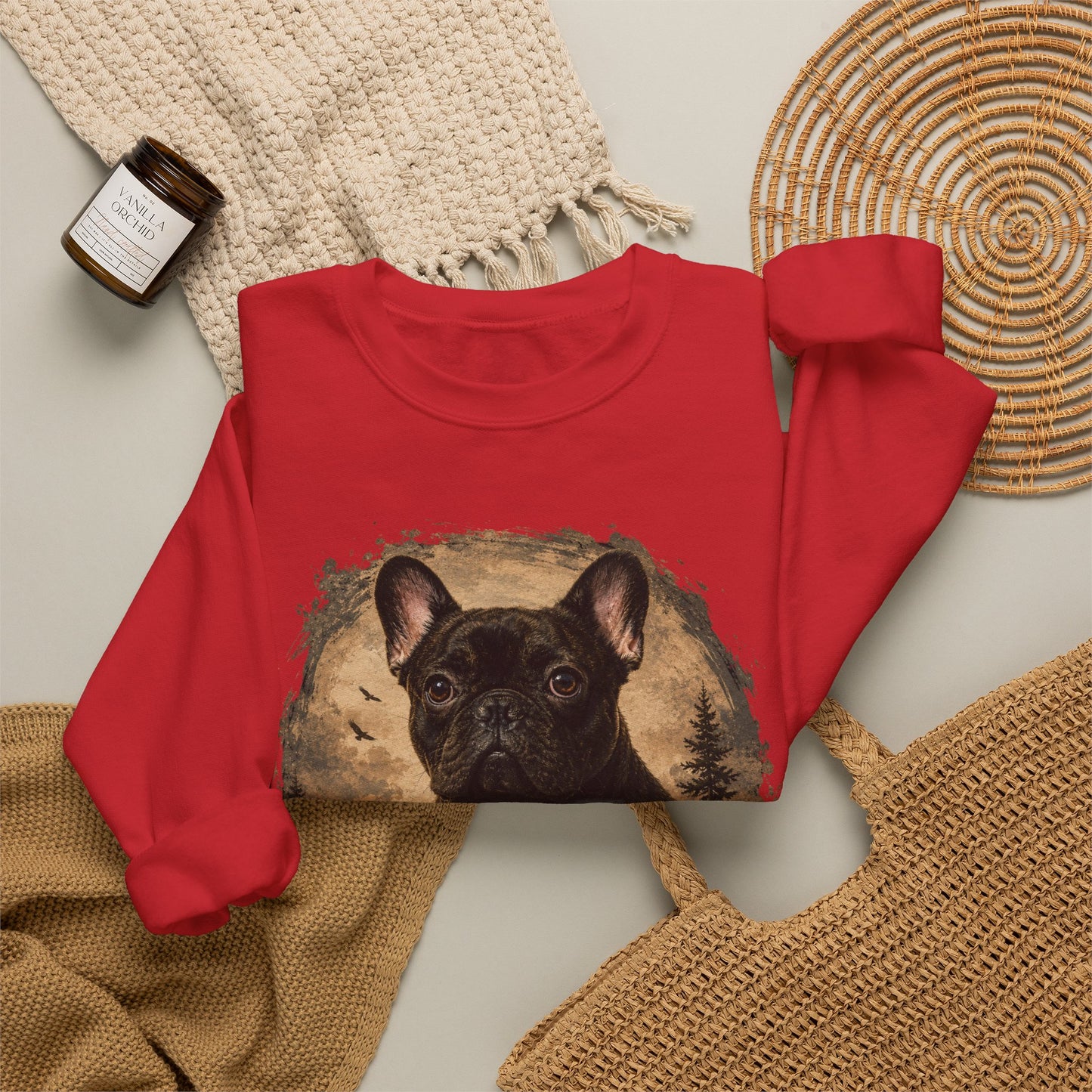 Black French Bulldog Sweatshirt, Rustic Frenchie Crewneck, Vintage Nature French Bulldog Sweatshirt, Dog Lover Gift, Black Frenchie Pullover, Camping Sweatshirt, Cozy Dog Apparel