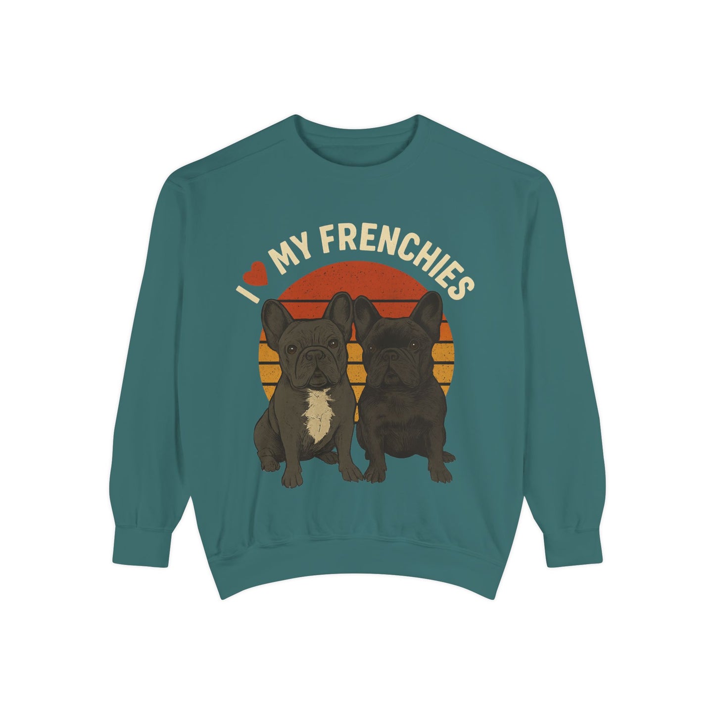 I Love My Frenchies Sweatshirt | Retro French Bulldog Pullover | Vintage Dog Mom Crewneck | Cozy Frenchie Lover Sweater