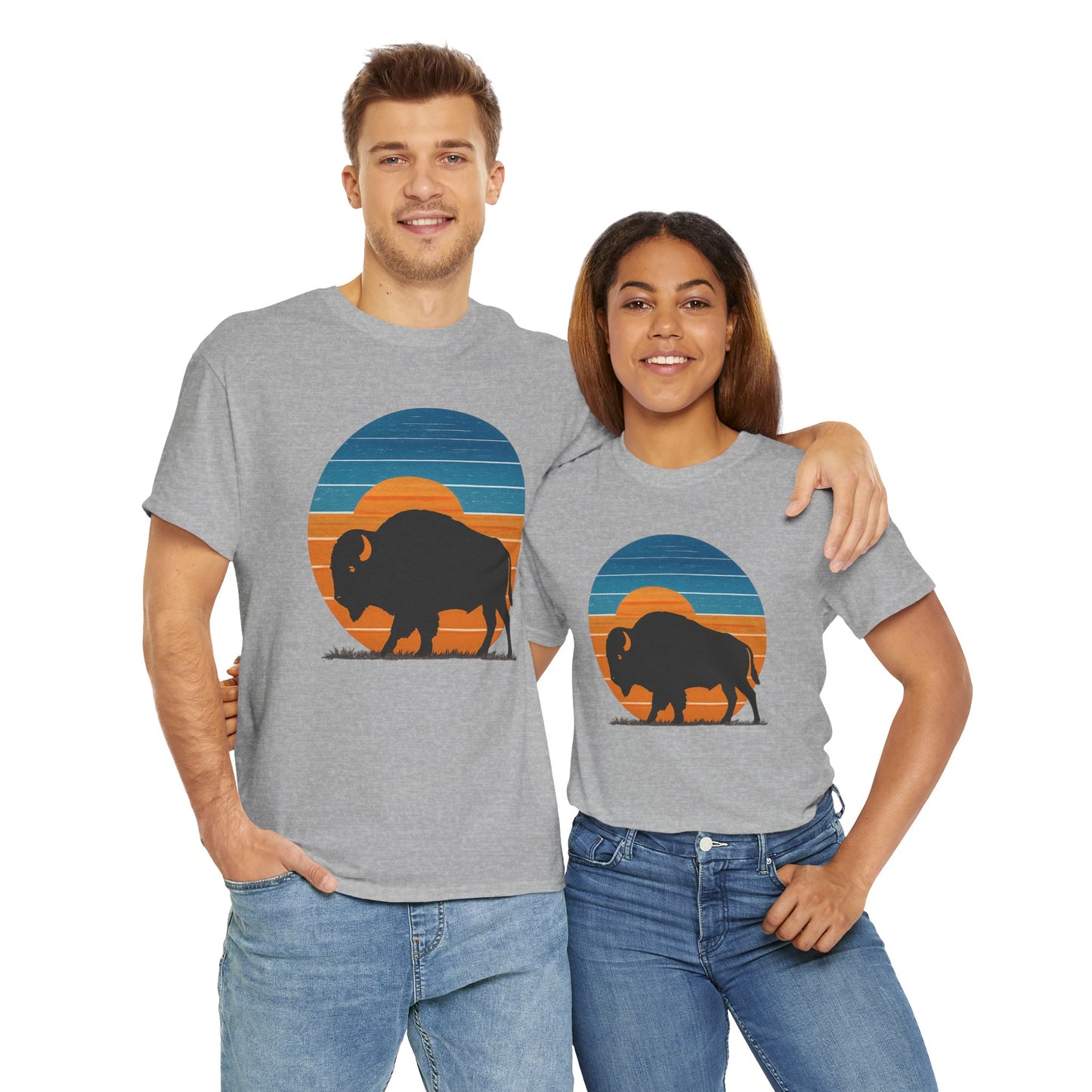 Oklahoma Bison Sunset Shirt | Retro Buffalo Tee | OKC Basketball Colors T-Shirt