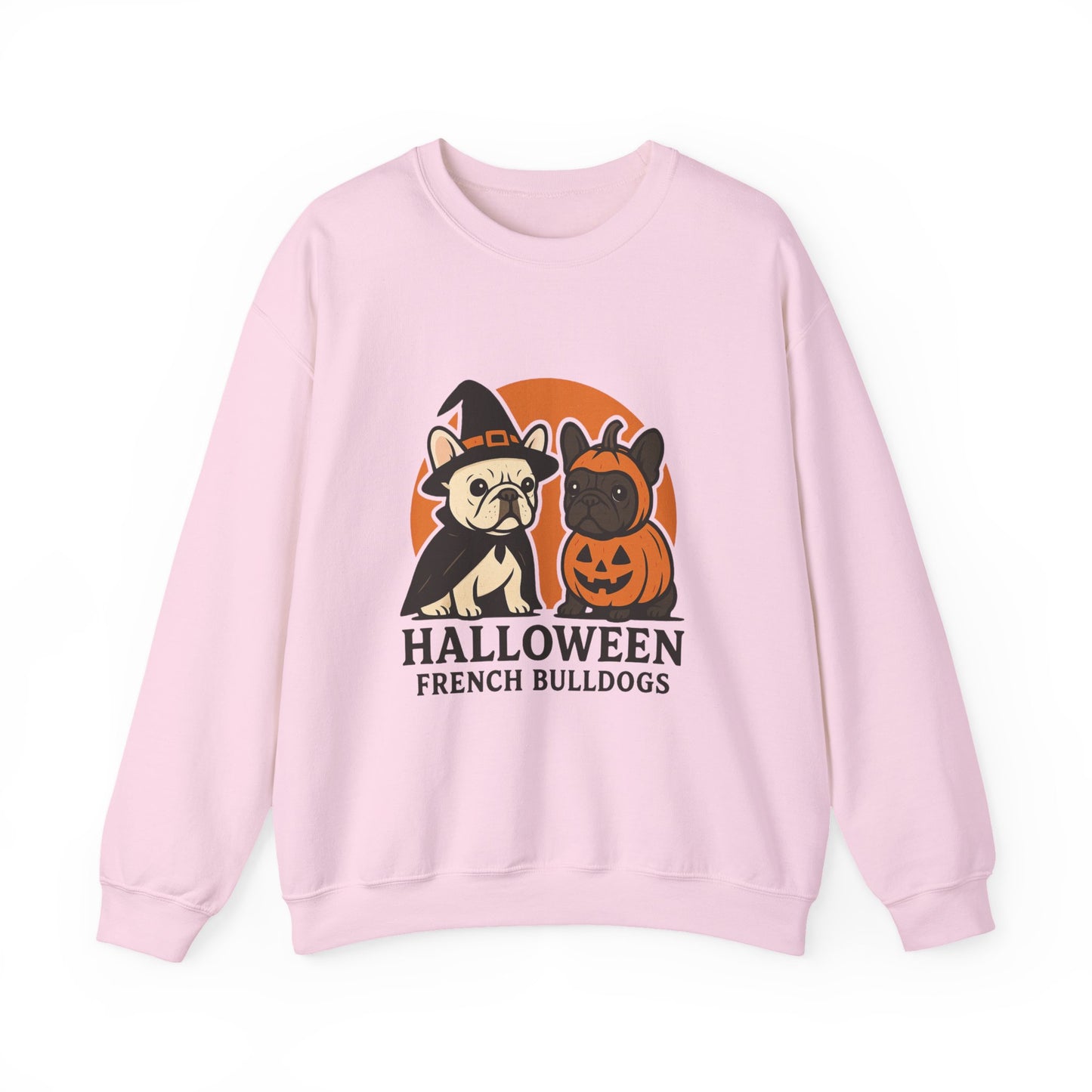 Halloween French Bulldogs Pullover | Cute Pumpkin & Witch Frenchie Sweatshirt | Spooky Fall Dog Lover Gift | Unisex Cozy Halloween Sweater