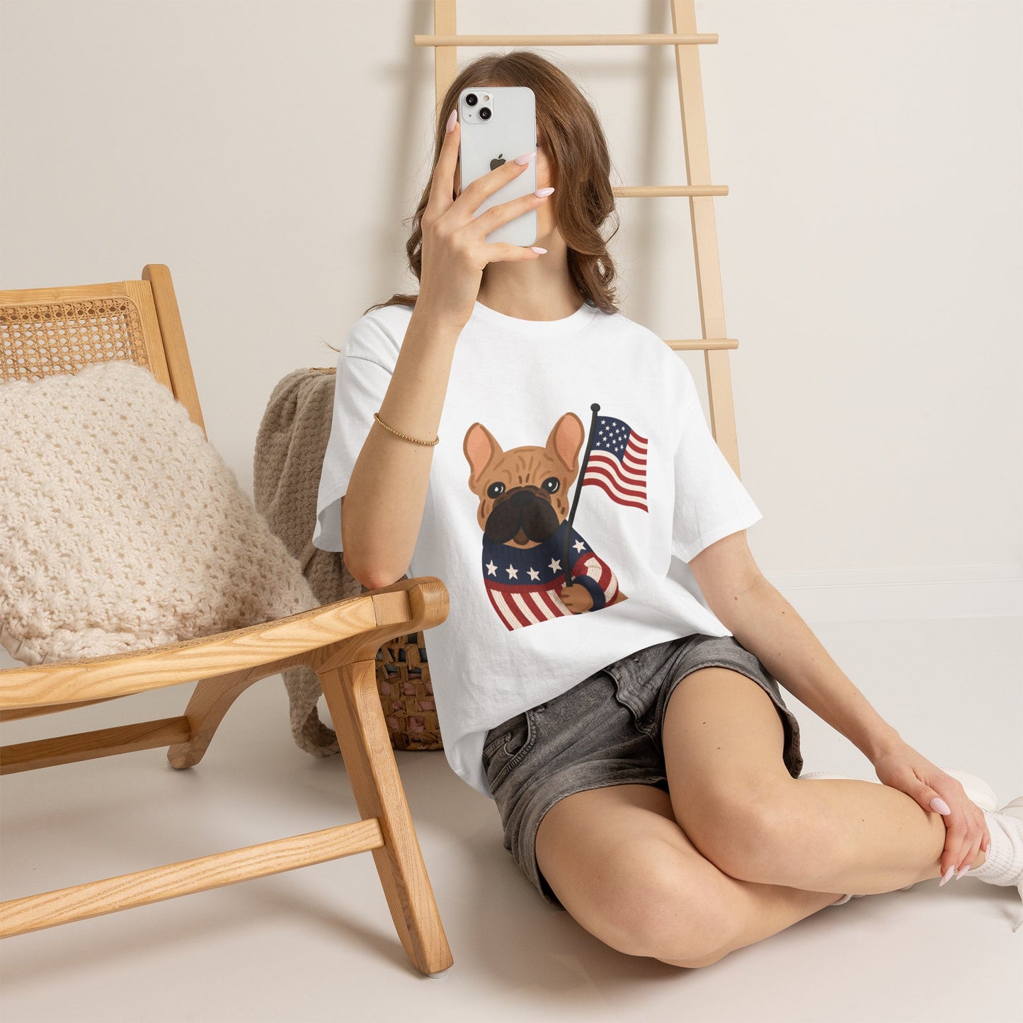Patriotic French Bulldog Shirt, American Flag Frenchie Tee, Fourth of July Dog Lover Shirt, USA French Bulldog Gift, Patriotic Puppy Sweater Tee