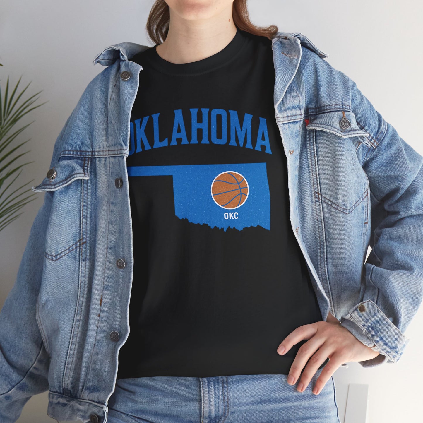 Oklahoma City Basketball Shirt | OKC Basketball Style Tee | Blue & Orange Oklahoma State T-Shir