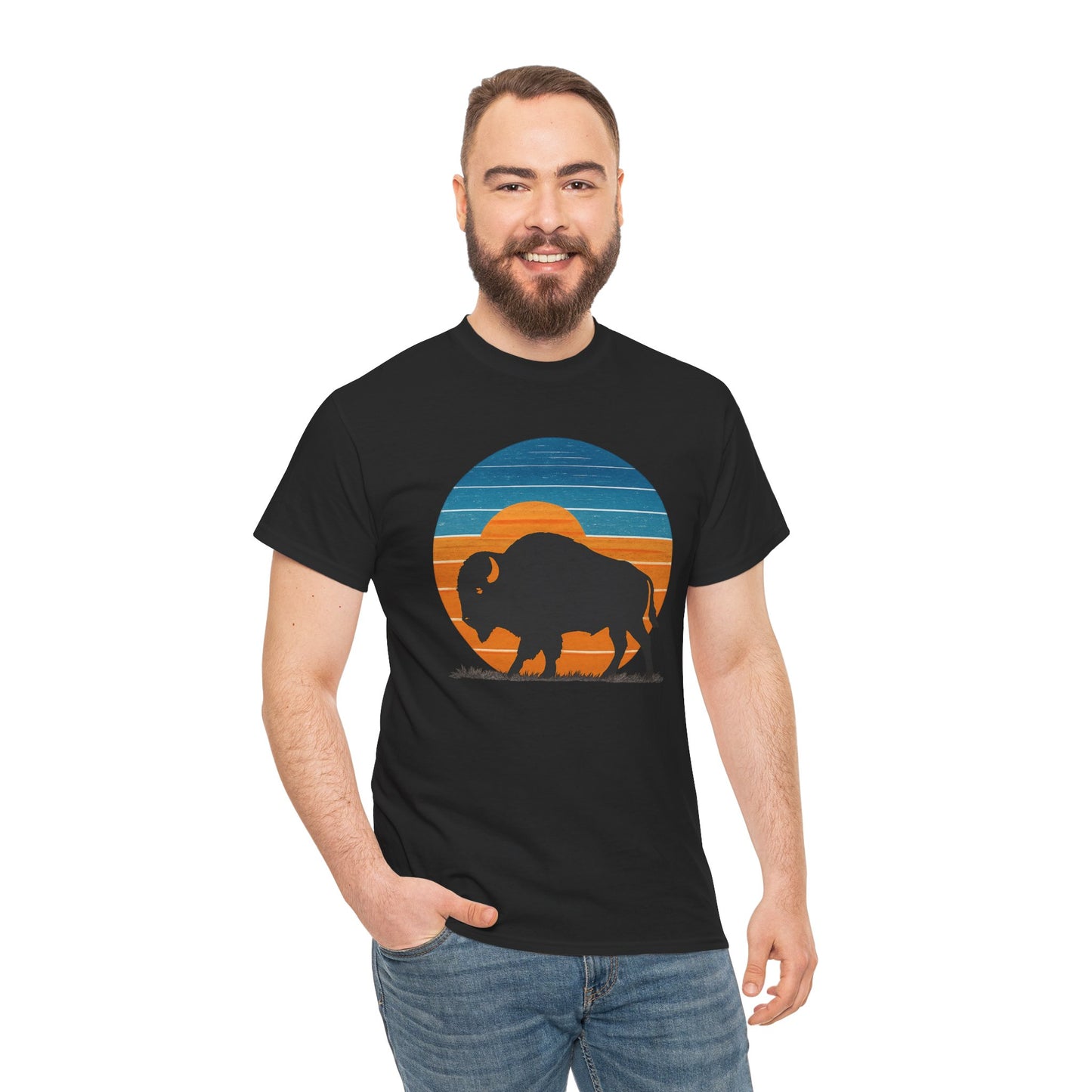 Oklahoma Bison Sunset Shirt | Retro Buffalo Tee | OKC Basketball Colors T-Shirt