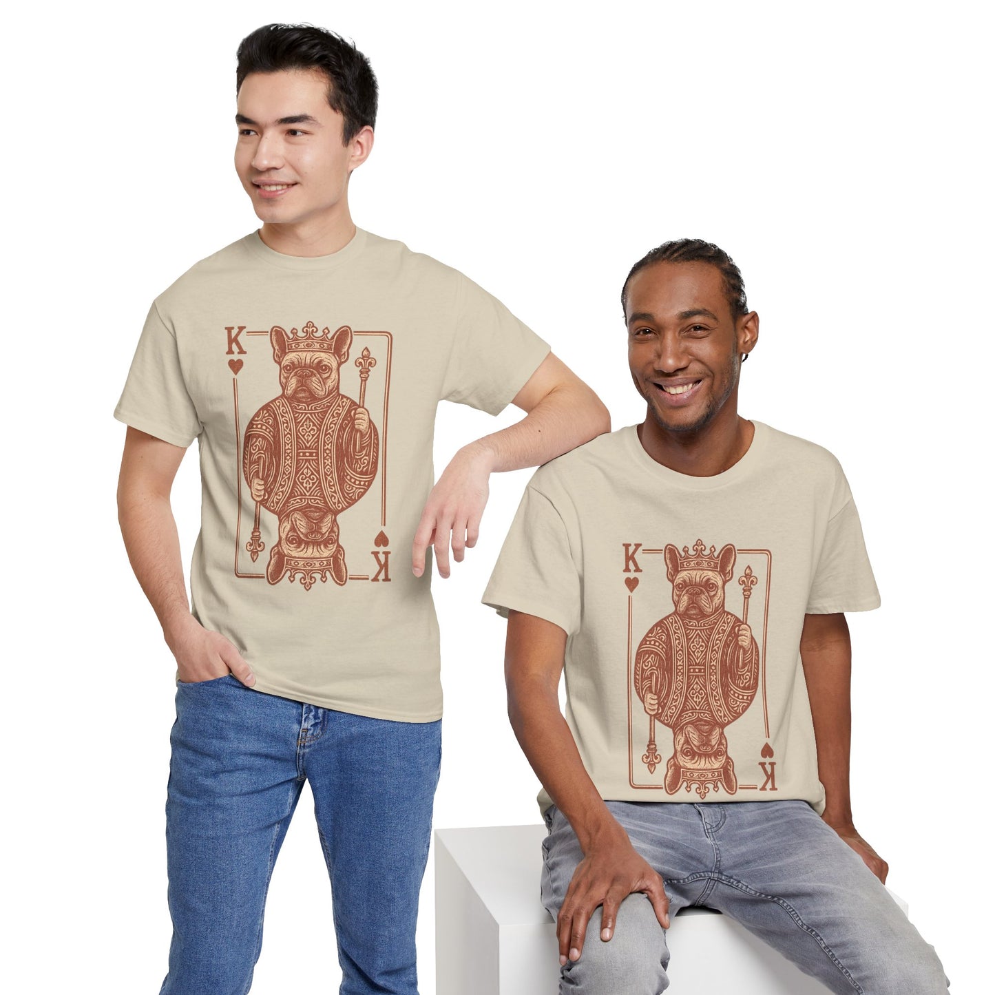 King French Bulldog Shirt, Frenchie Playing Card Tee, Royal Frenchie T-Shirt, Vintage French Bulldog Graphic Shirt, Dog Lover Gift, King of Hearts Frenchie Tee