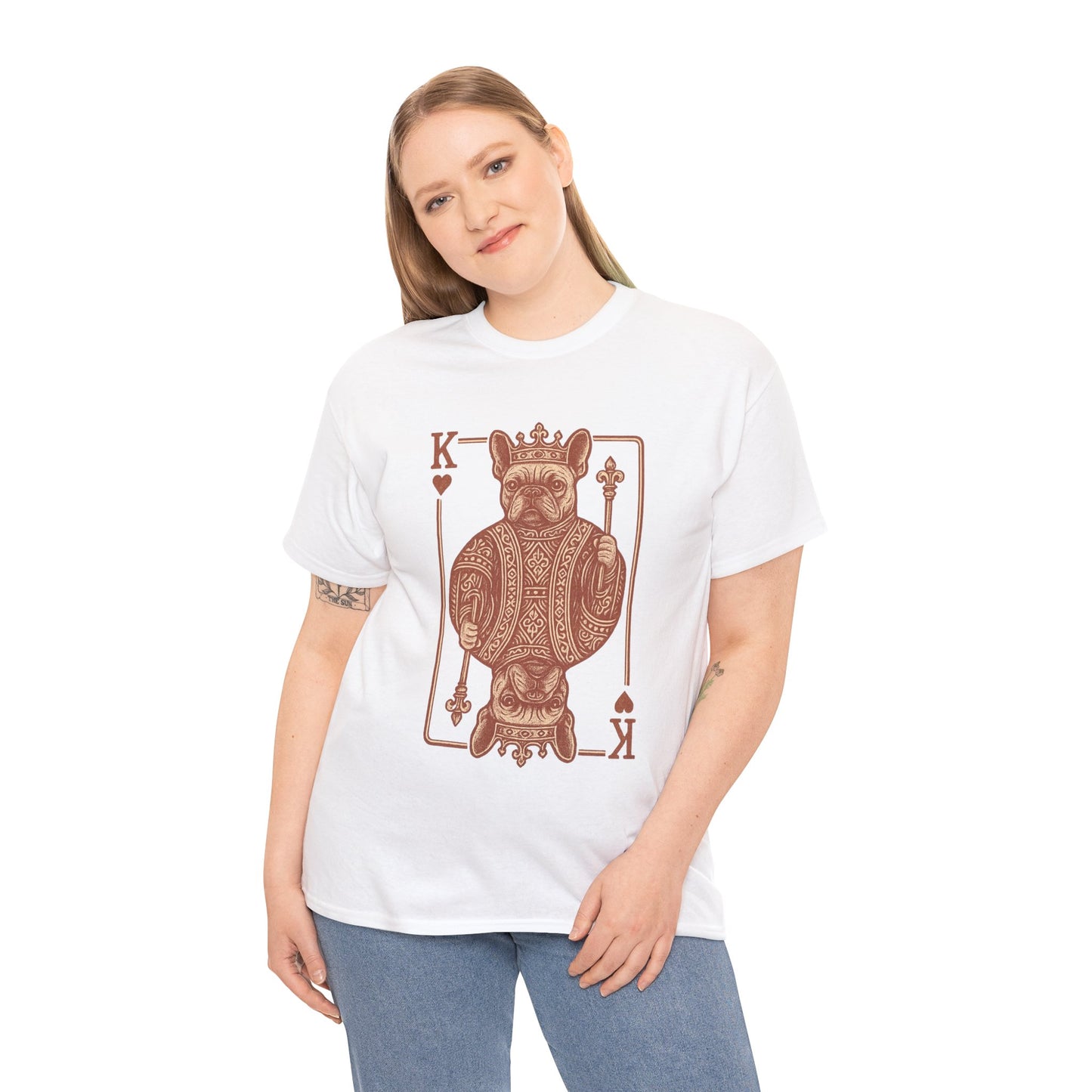 King French Bulldog Shirt, Frenchie Playing Card Tee, Royal Frenchie T-Shirt, Vintage French Bulldog Graphic Shirt, Dog Lover Gift, King of Hearts Frenchie Tee