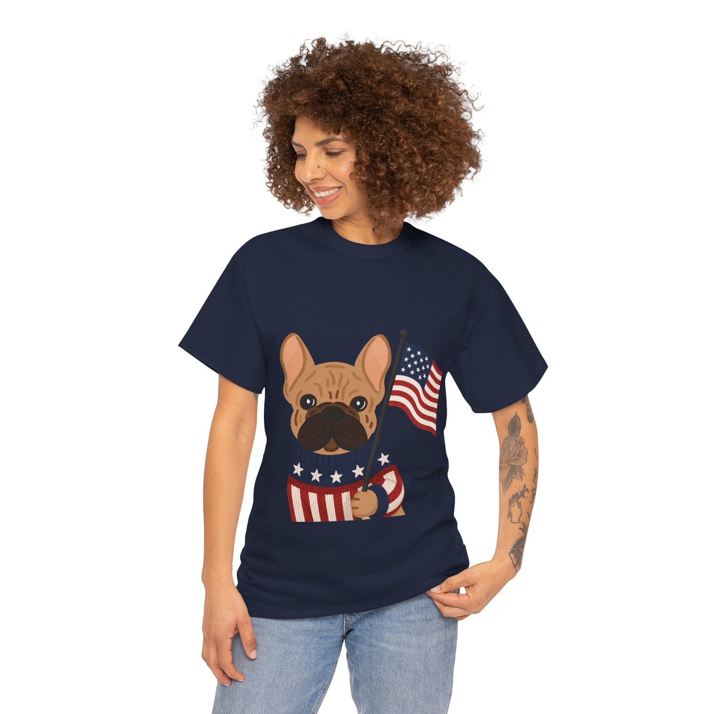 Patriotic French Bulldog Shirt, American Flag Frenchie Tee, Fourth of July Dog Lover Shirt, USA French Bulldog Gift, Patriotic Puppy Sweater Tee