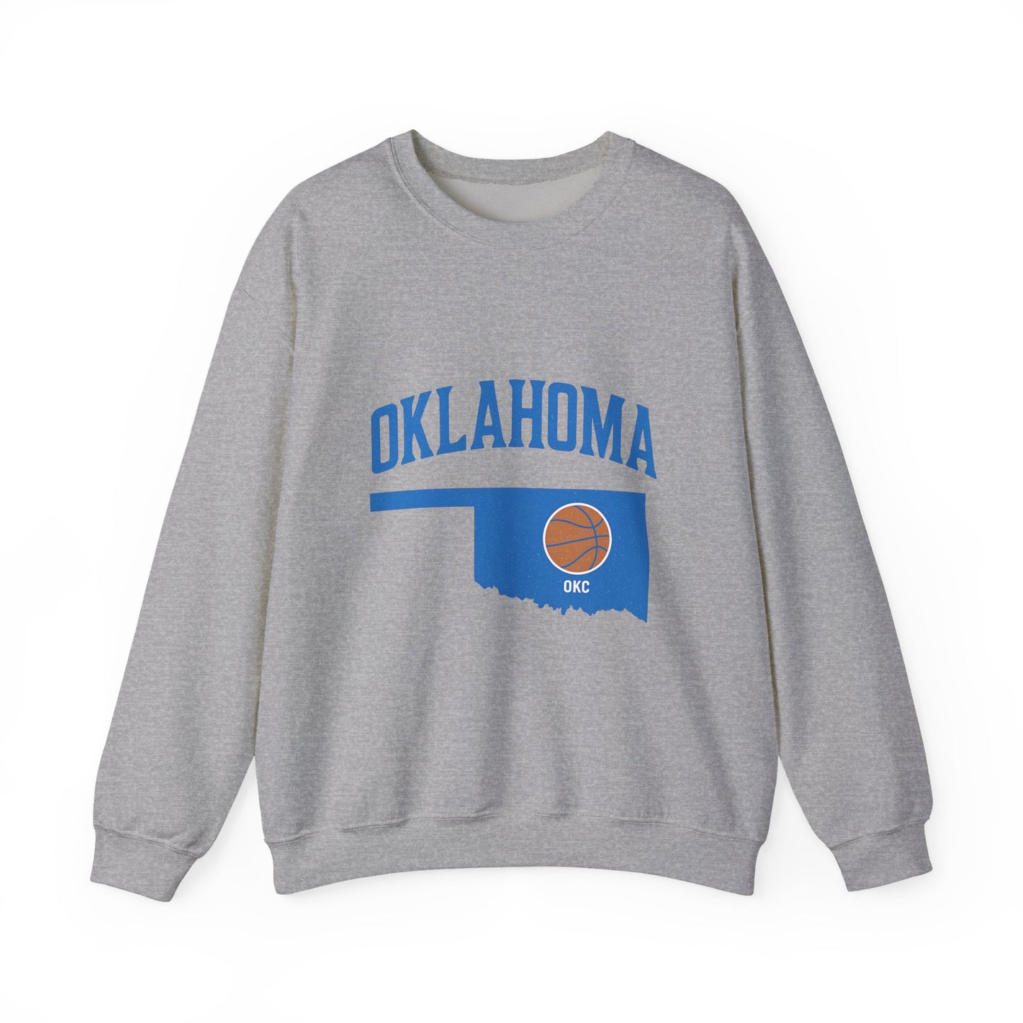 Oklahoma Basketball Sweatshirt | OKC State Outline Pullover | Blue and Orange Game Day Crewneck | Retro Oklahoma Sports Sweater