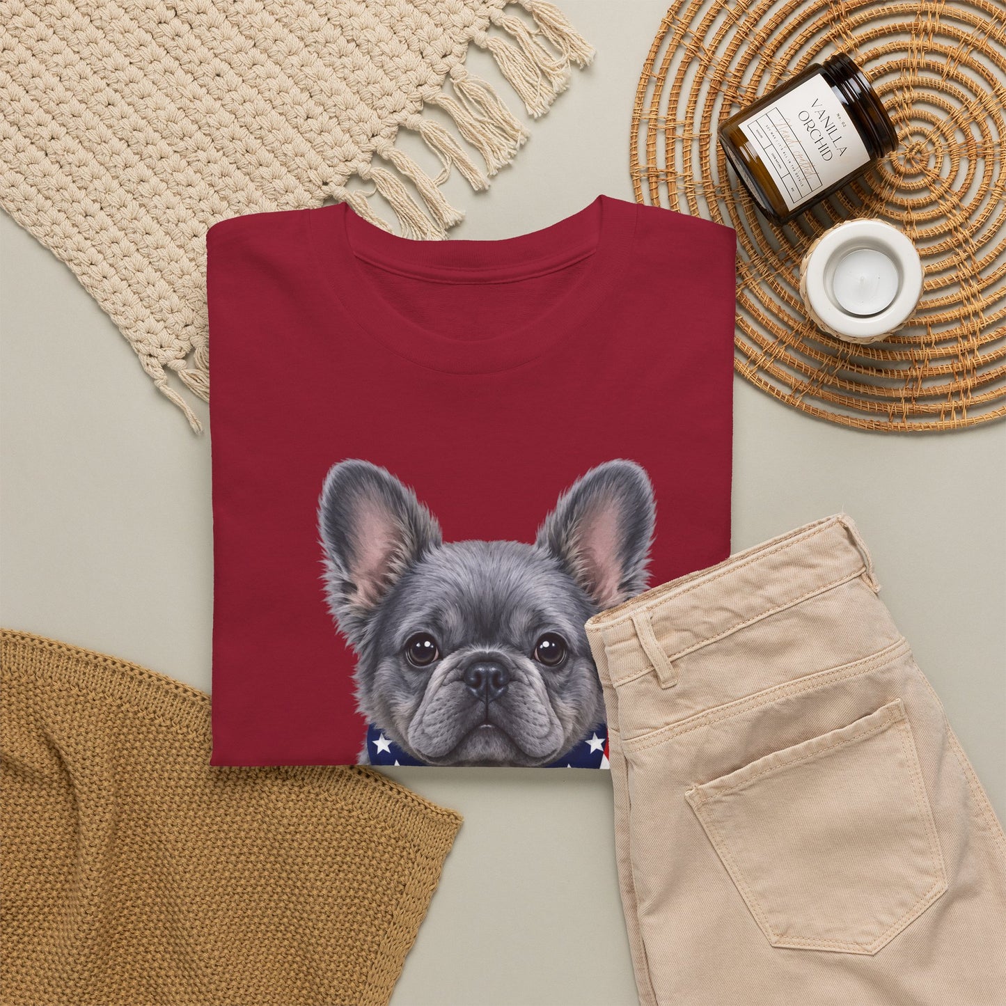 Patriotic Fluffy French Bulldog Shirt, Fluffy Frenchie American Flag Tee, Fourth of July Dog Lover Shirt, USA Fluffy Frenchie Gift