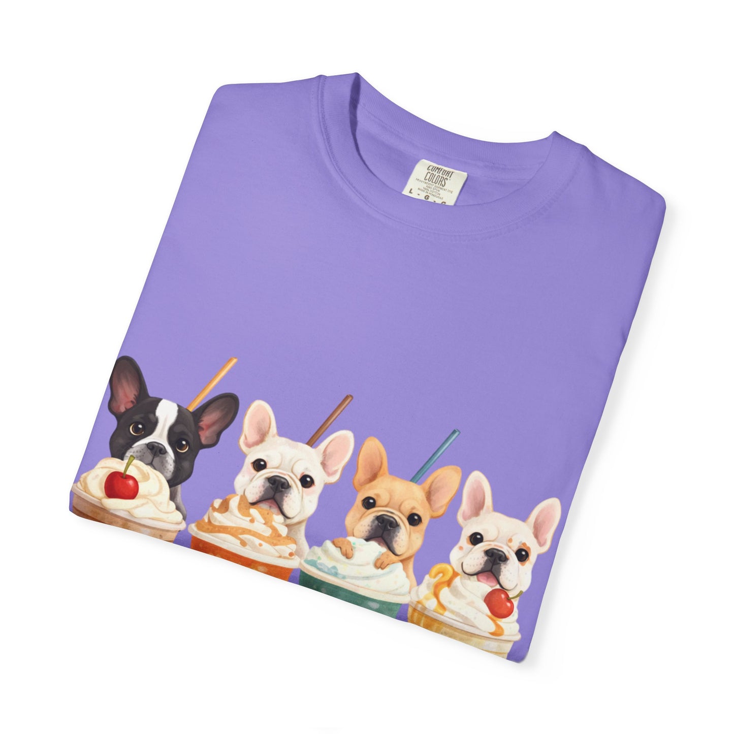 Frenchies & Frappés Shirt, French Bulldog Coffee Shirt, Cute Frenchie Café Tee, Coffee Lover Dog Shirt, Dog Mom Gift, French Bulldog Graphic Tee