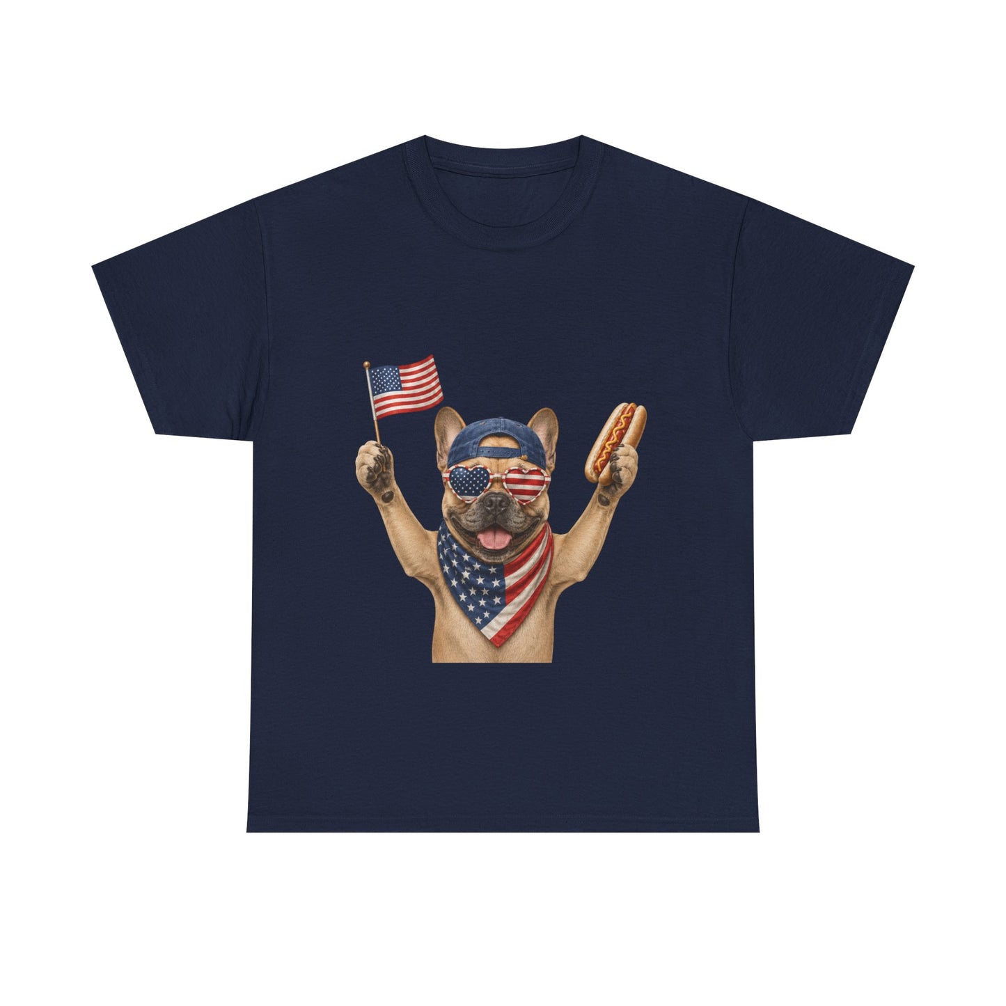Patriotic French Bulldog Shirt, Funny Frenchie 4th of July Tee, American Flag Dog Shirt, Hot Dog French Bulldog Gift, USA Dog Lover Shirt