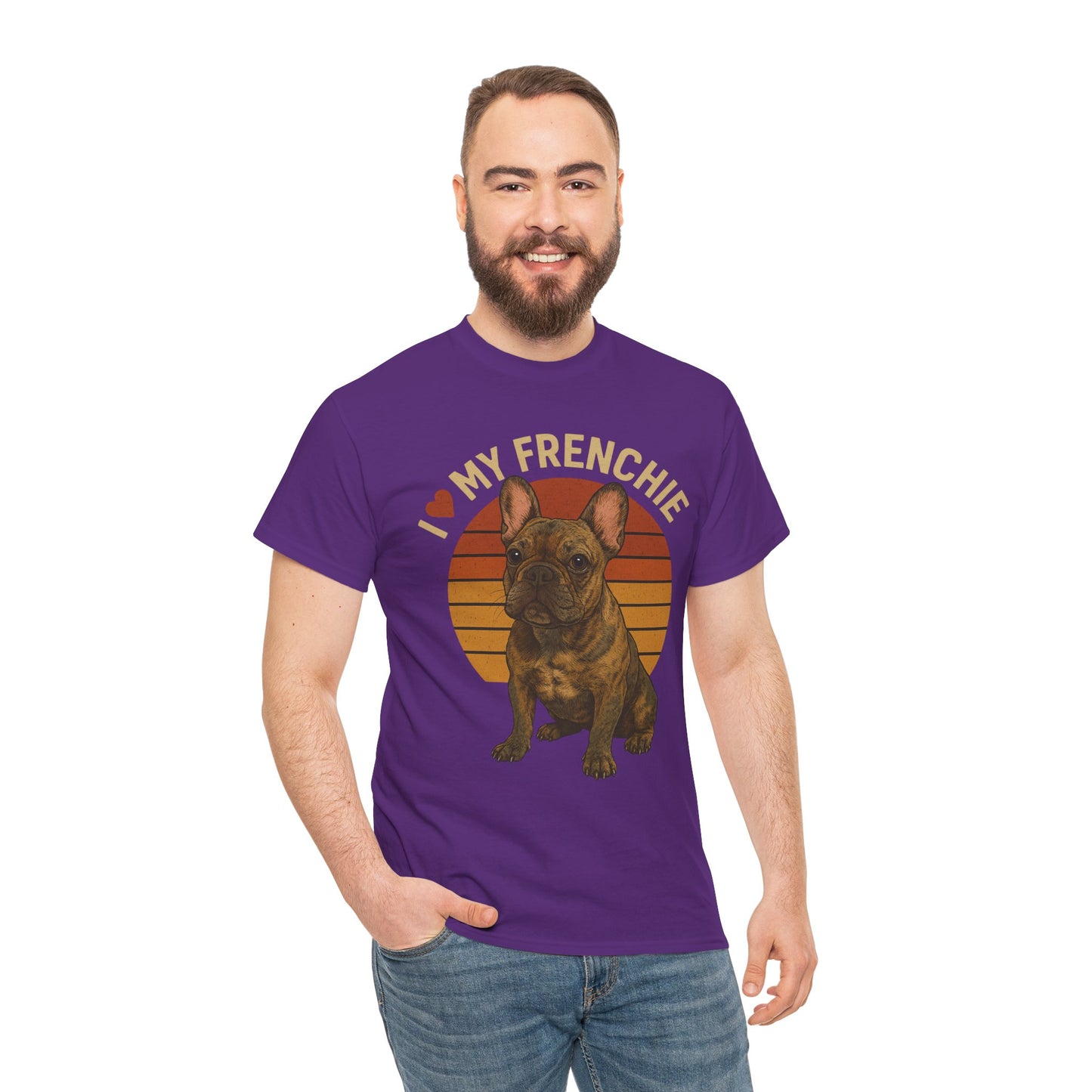 I Love My Frenchie T-Shirt | Brindle French Bulldog Retro Tee | Vintage Dog Lover Shirt | Frenchie Mom & Dad Gift