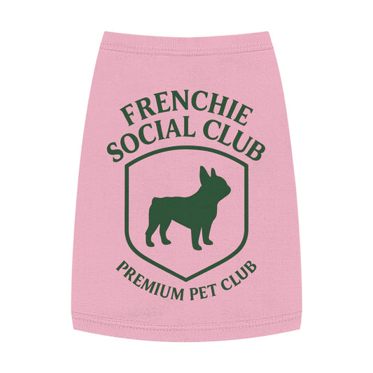 Frenchie Social Club Pet Tank Top, Cute Dog Apparel, French Bulldog Shirt, Pet Fashion, Summer Dog Outfit