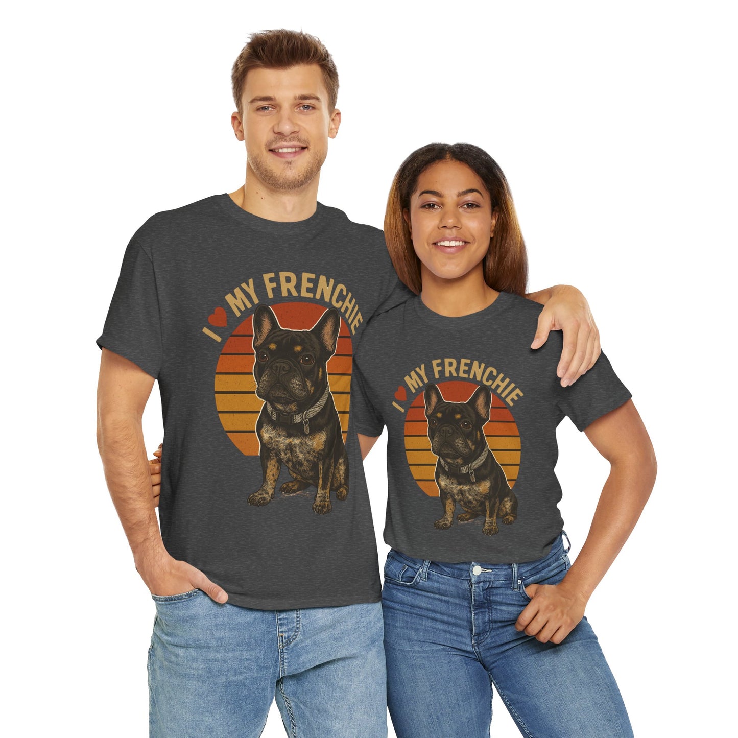 I Love My Frenchie T-Shirt | Retro French Bulldog Tee | Black & Tan Frenchie Gift | Vintage Dog Lover Shirt for Frenchie Moms & Dads