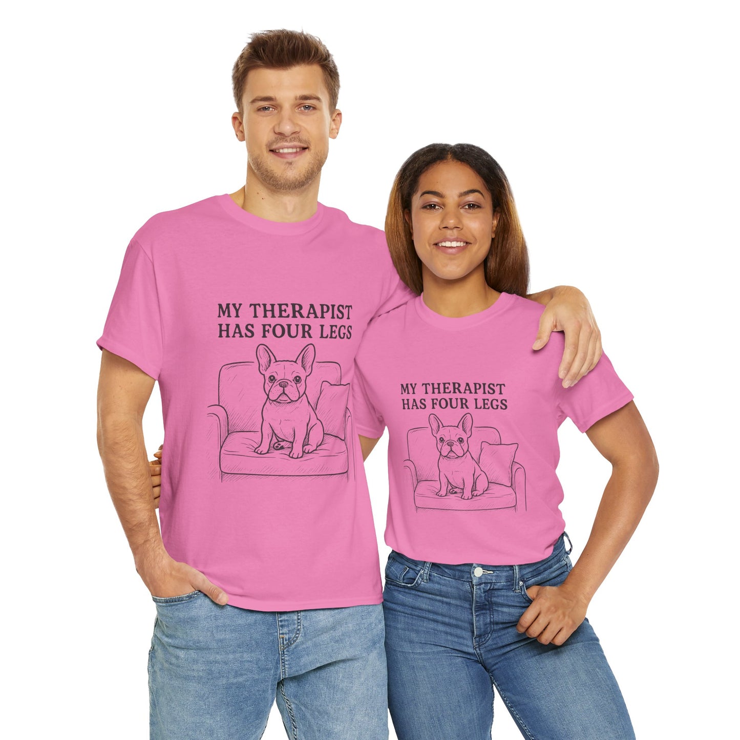 My Therapist Has Four Legs French Bulldog Shirt – Funny Dog Lover Tee, Frenchie Owner Gift, Mental Health Humor Shirt, Cute Pet Apparel