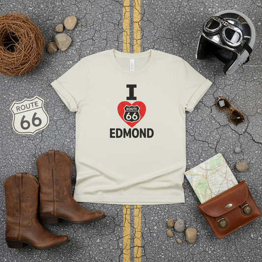 I Love Edmond Route 66 Unisex garment-dyed heavyweight t-shirt