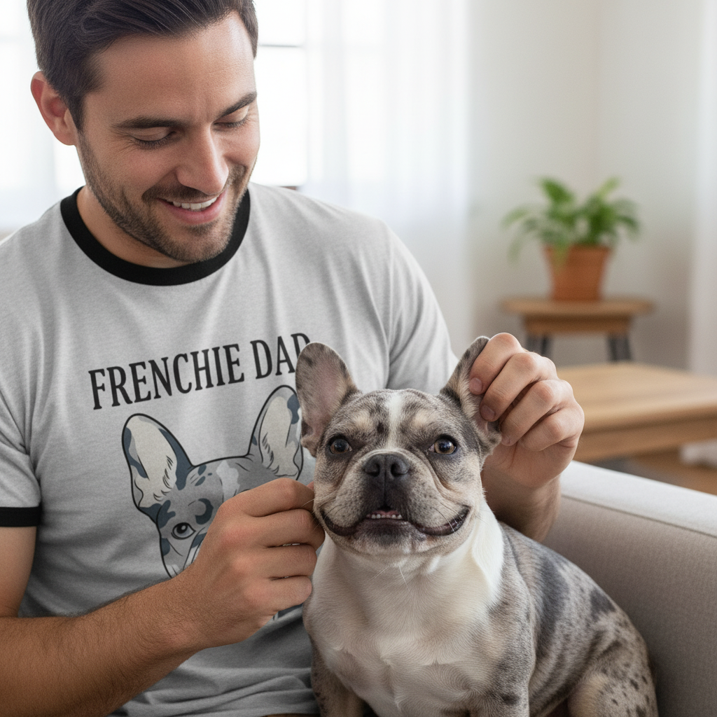 Merle Frenchie Dad Unisex ringer t-shirt