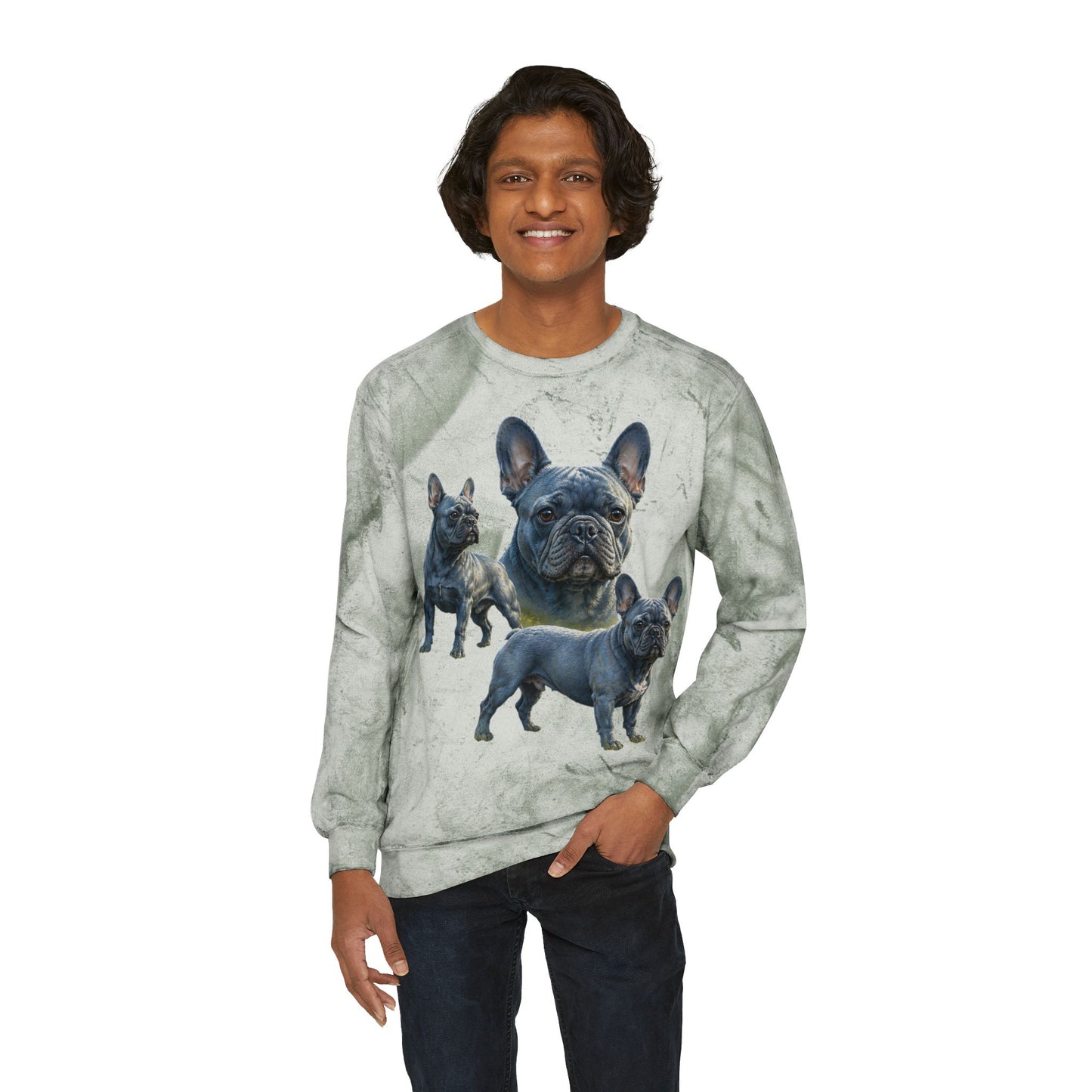 Blue French Bulldog Sweatshirt, Frenchie Crewneck, Realistic French Bulldog Sweatshirt, Dog Mom Gift, Blue Frenchie Graphic Sweatshirt, French Bulldog Lover