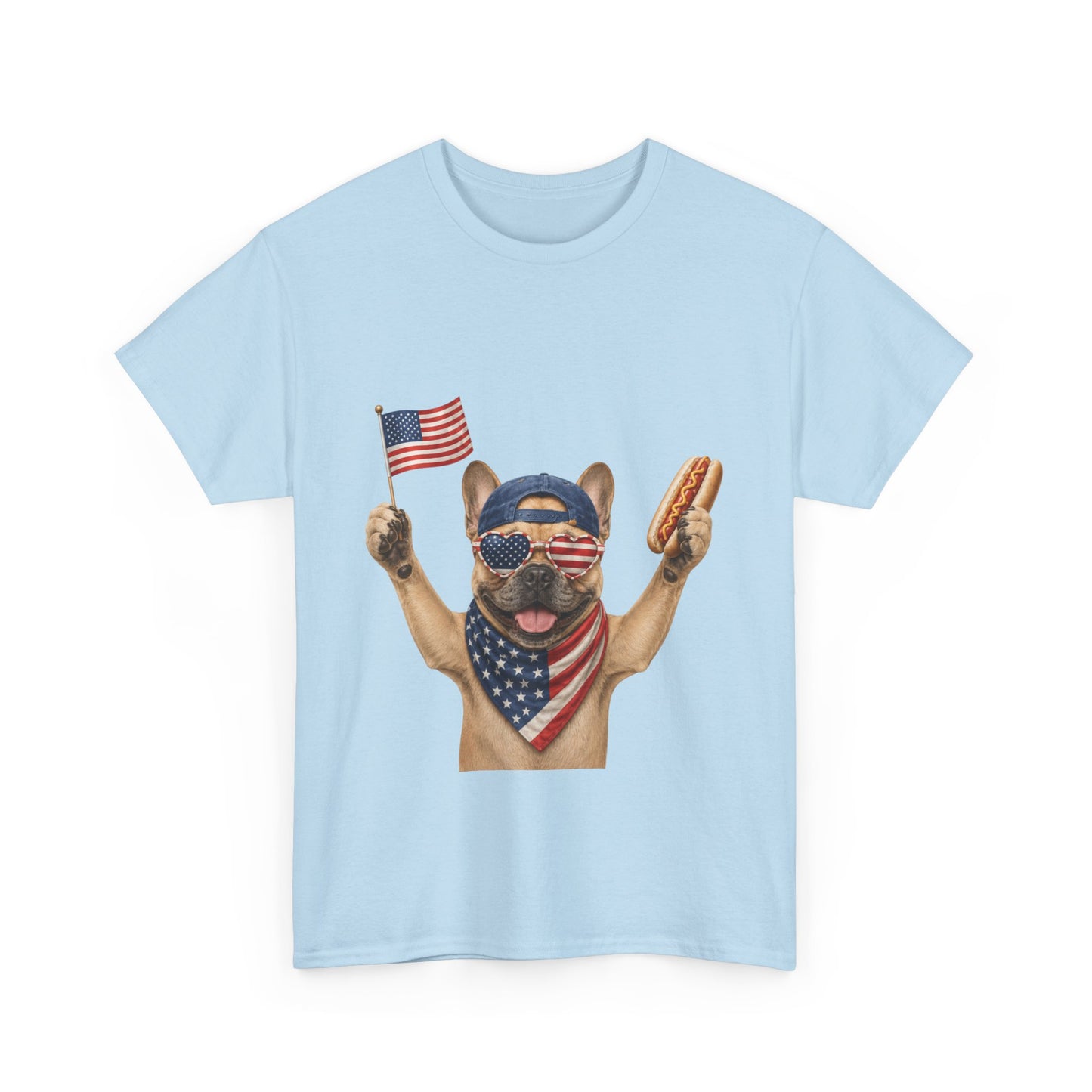 Patriotic French Bulldog Shirt, Funny Frenchie 4th of July Tee, American Flag Dog Shirt, Hot Dog French Bulldog Gift, USA Dog Lover Shirt