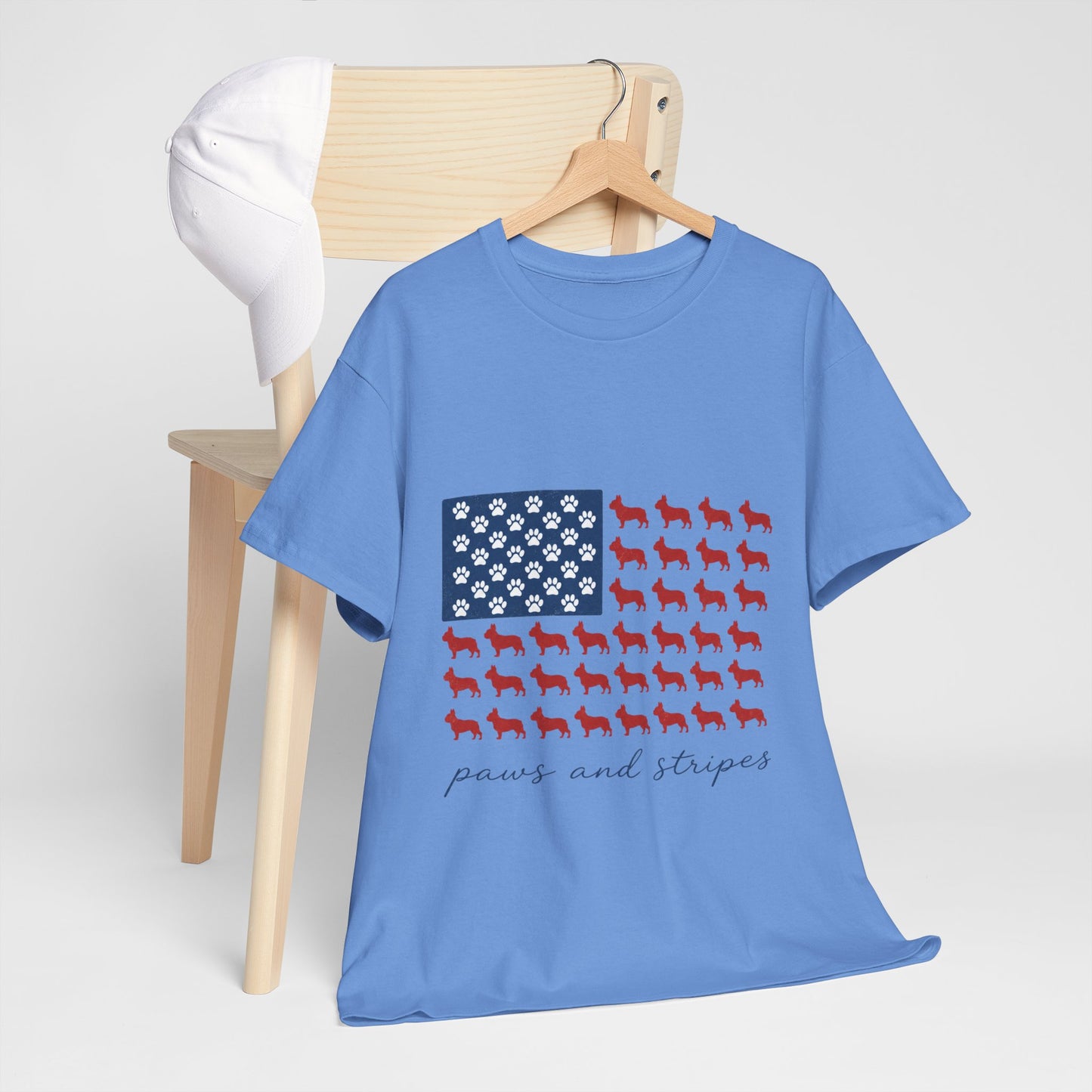 Paws and Stripes Shirt, Patriotic French Bulldog Tee, Frenchie American Flag Shirt, 4th of July Dog Lover Gift, USA Frenchie Tee
