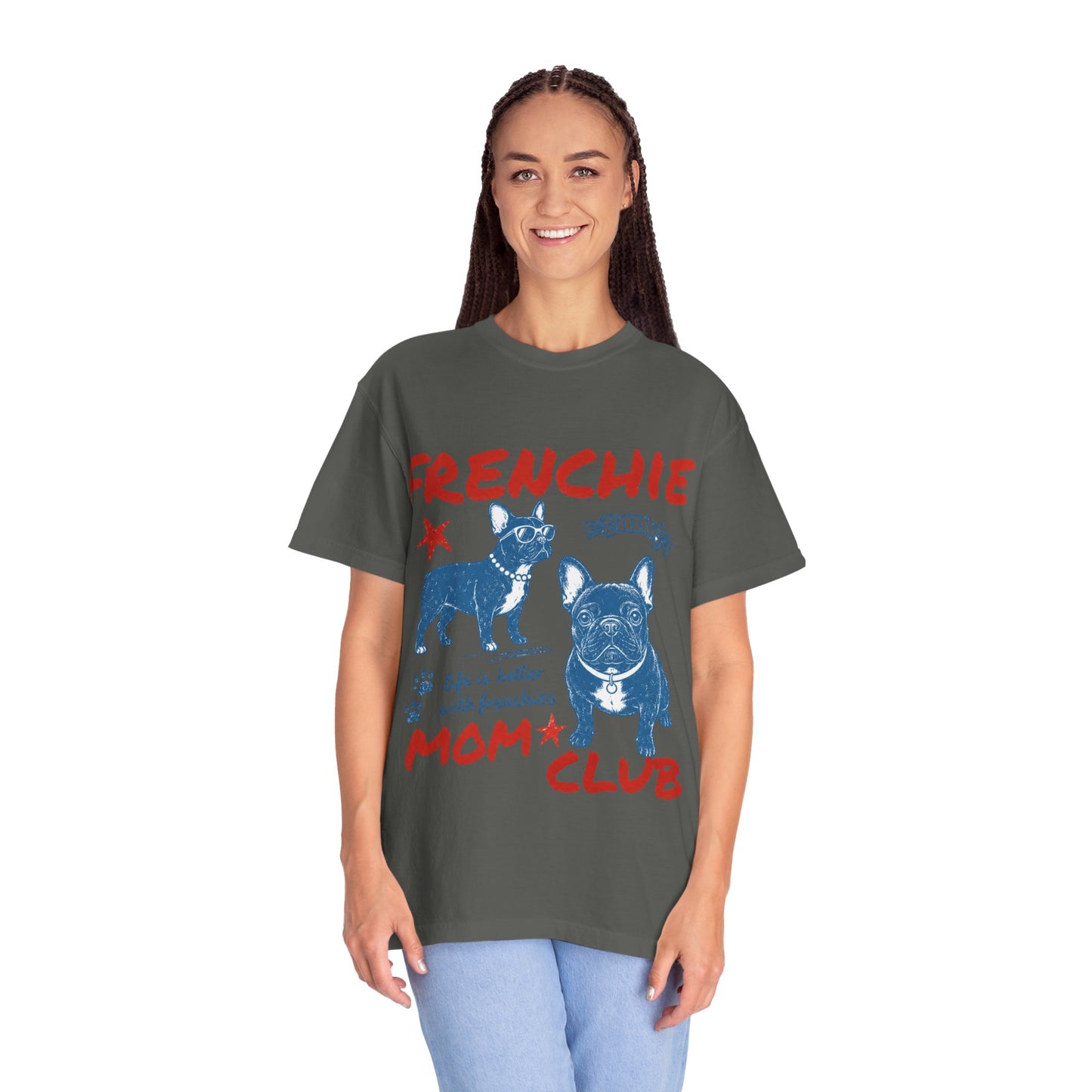 Frenchie Mom Club Shirt, French Bulldog Mom Tee, Frenchie Mama Shirt, Dog Mom Gift, Vintage French Bulldog Graphic Tee, Frenchie Lover Shirt